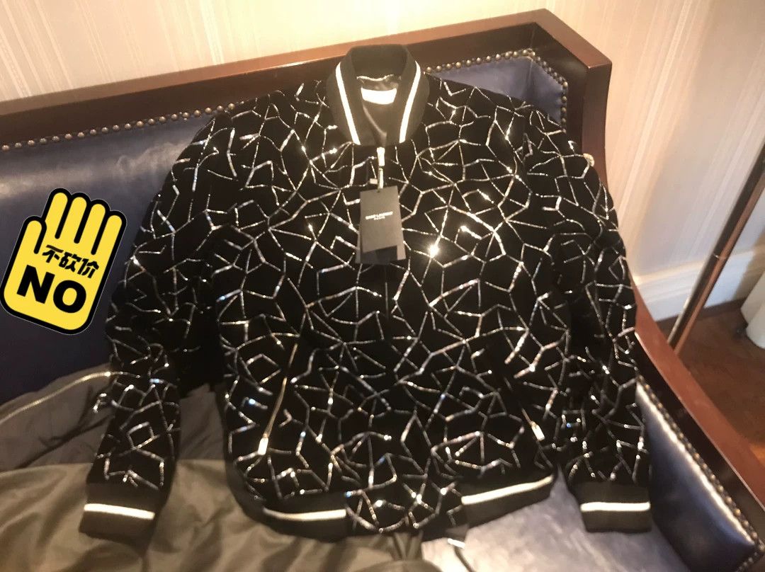 Saint Laurent Paris Saint Laurent Silver Sequin Teddy Jacket Size US M / EU 48-50 / 2 - 3 Thumbnail