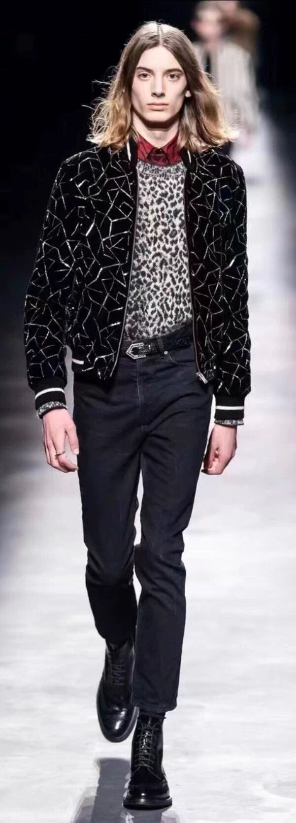 Saint Laurent Paris Saint Laurent Silver Sequin Teddy Jacket Size US M / EU 48-50 / 2 - 2 Thumbnail