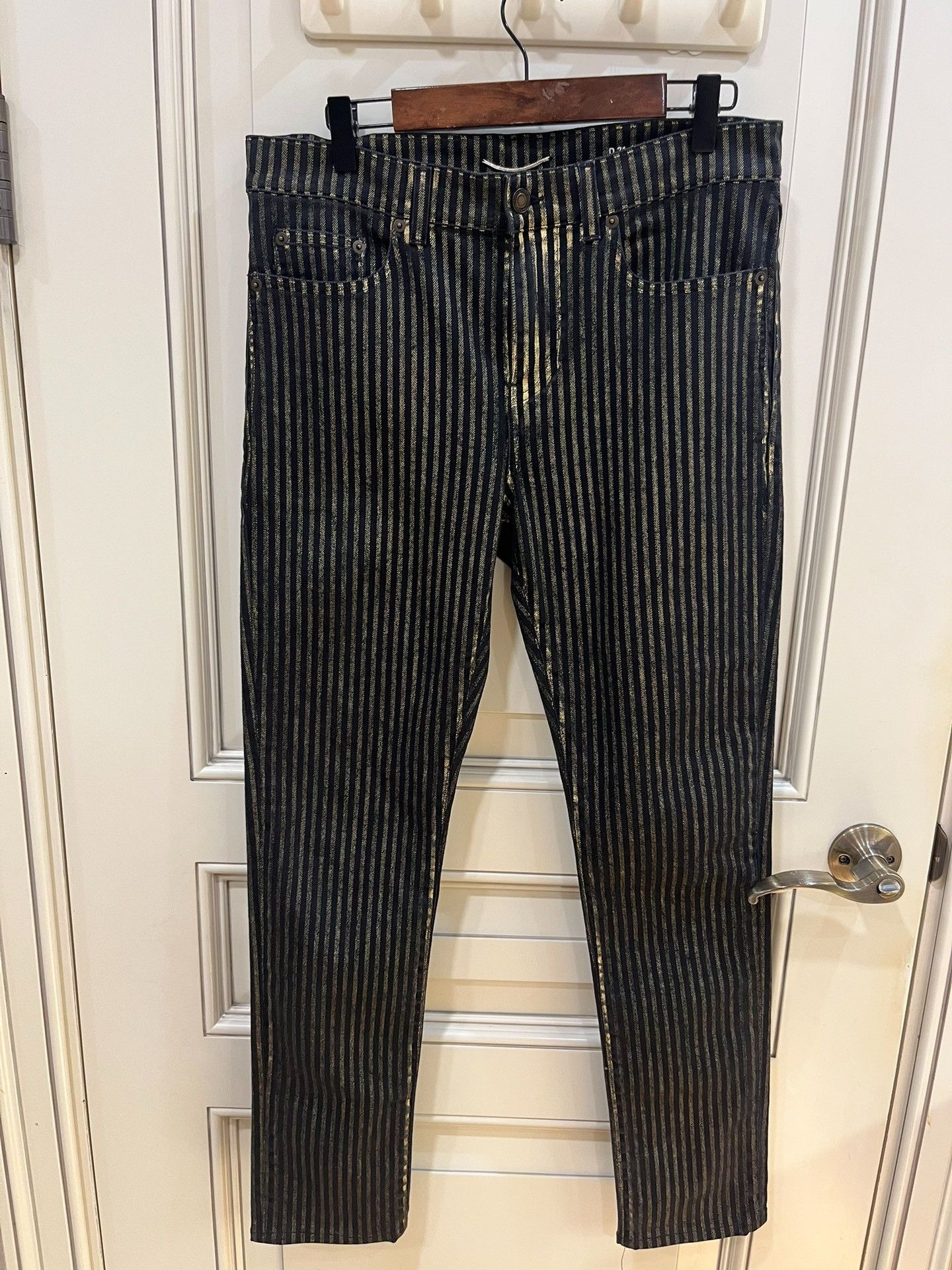 Saint Laurent Paris Saint Laurent Gold Stripe Jeans D21 29 Size US 29 - 3 Thumbnail