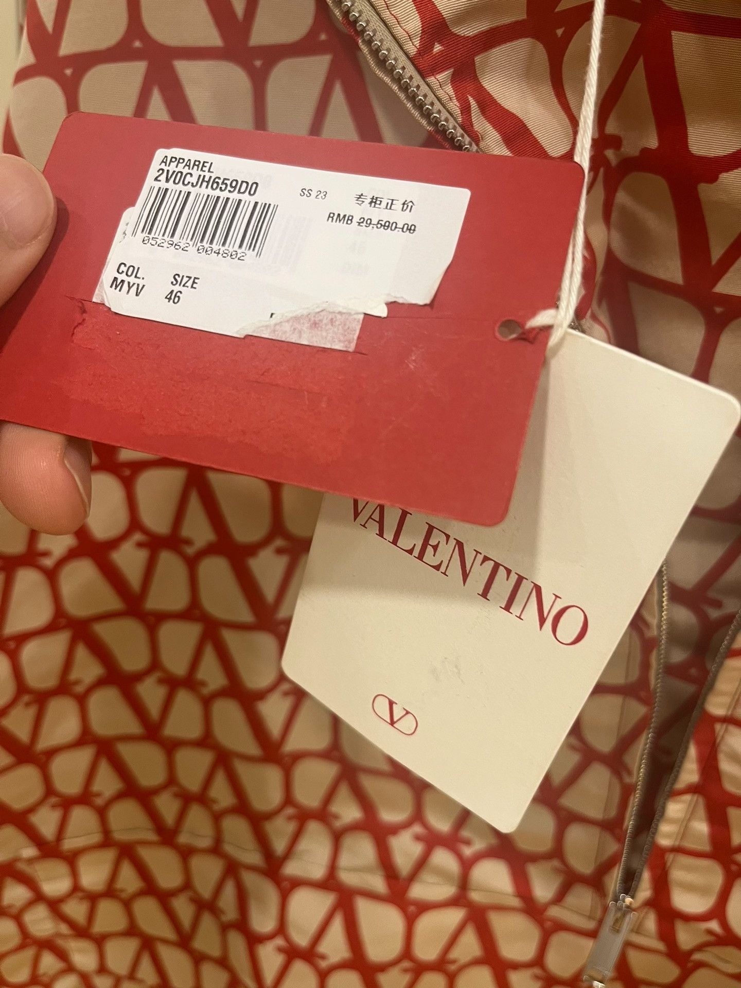 Valentino Valentino Red Logo Print Silk Hooded Jacket Size US S / EU 44-46 / 1 - 4 Thumbnail
