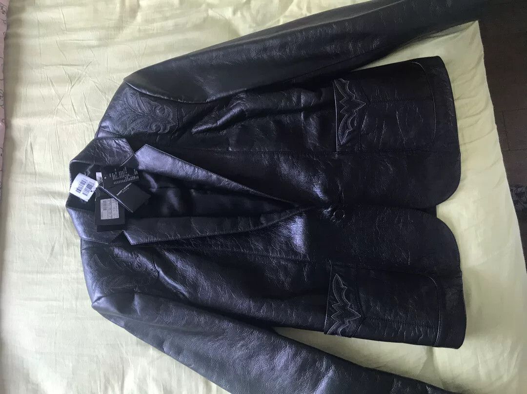 Saint Laurent Paris Saint Laurent Runway Embroidered Leather Jacket Size US S / EU 44-46 / 1 - 6 Thumbnail