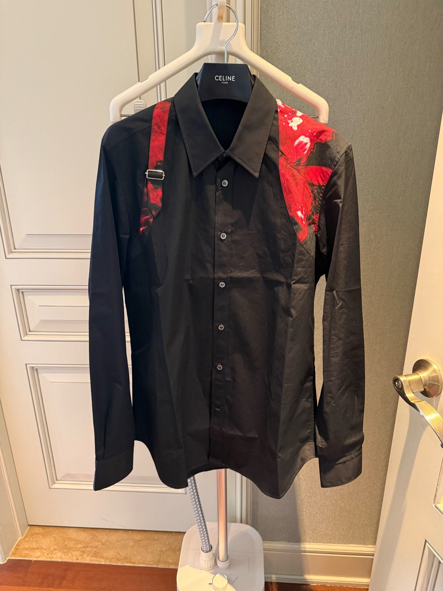 Alexander McQueen Alexander McQueen Black Red Flower Shirt Size US XXS / EU 40 - 4 Thumbnail