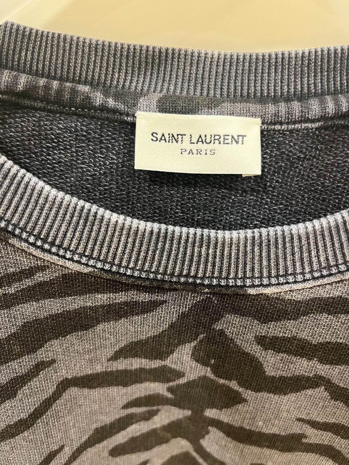Saint Laurent Paris Saint Laurent Gray Tiger Stripe Crewneck Sweatshirt Size US M / EU 48-50 / 2 - 3 Thumbnail