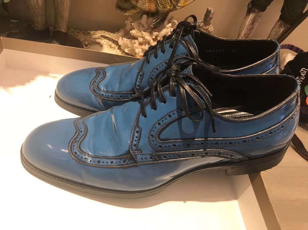 Dolce & Gabbana Dolce Gabbana Bright Blue Leather Shoes Size US 7.5 / EU 40-41 - 7 Thumbnail