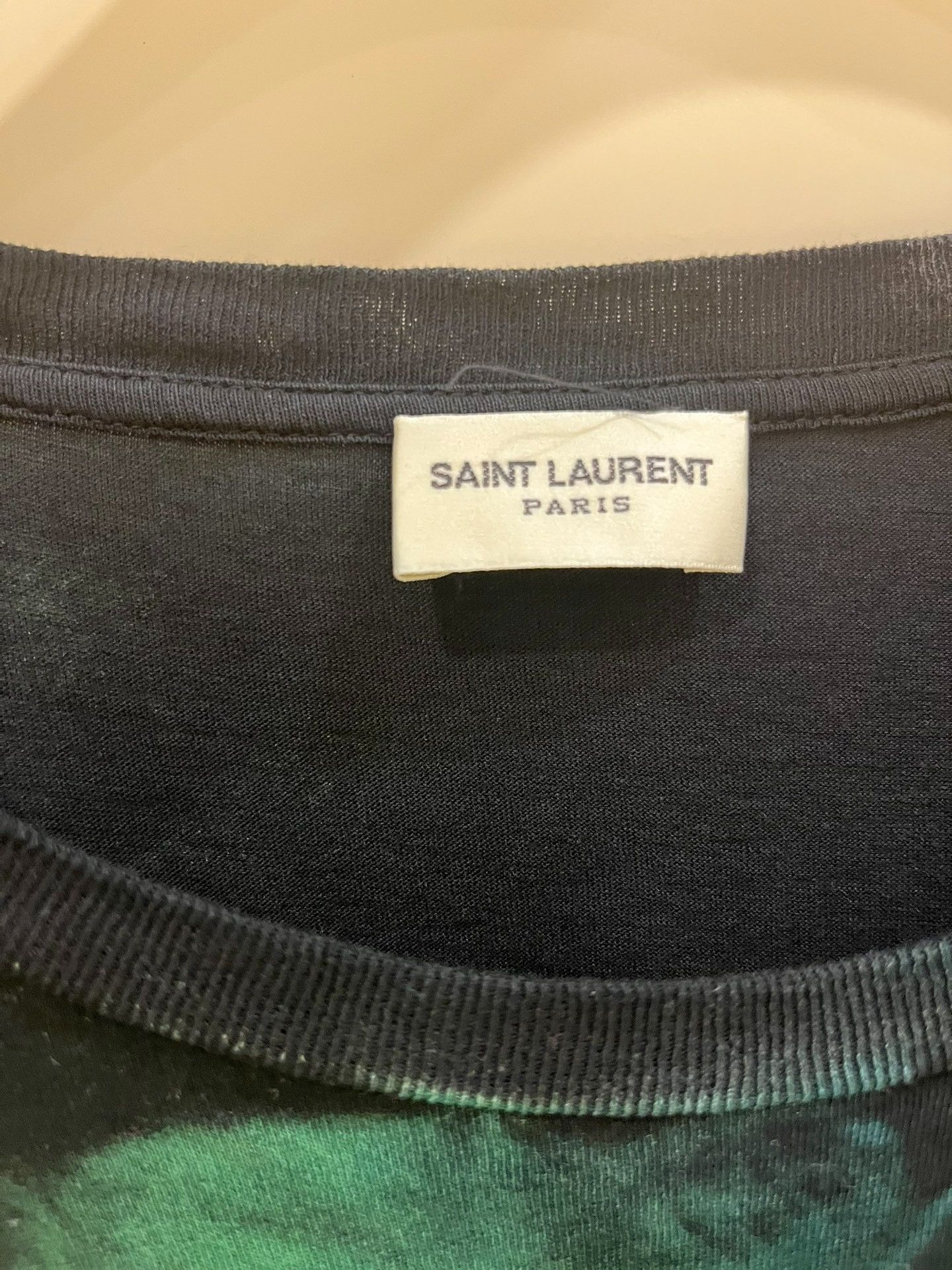 Saint Laurent Paris Saint Laurent Green Dyed T-Shirt Size US M / EU 48-50 / 2 - 2 Thumbnail