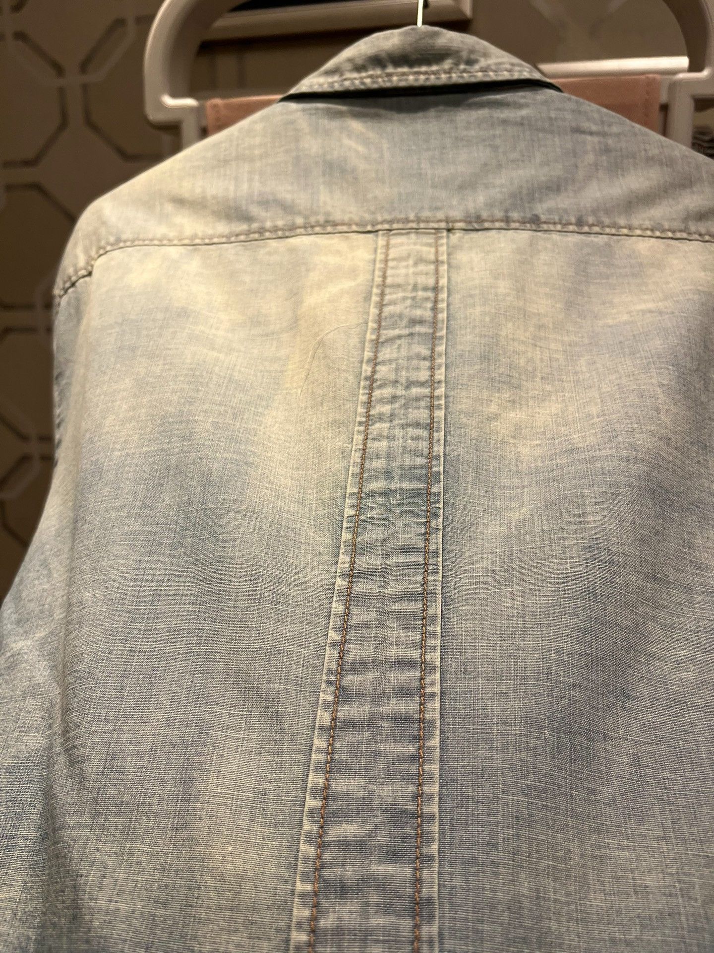 John Galliano Galliano Classic Light Blue Printed Denim Shirt Size US M / EU 48-50 / 2 - 6 Thumbnail