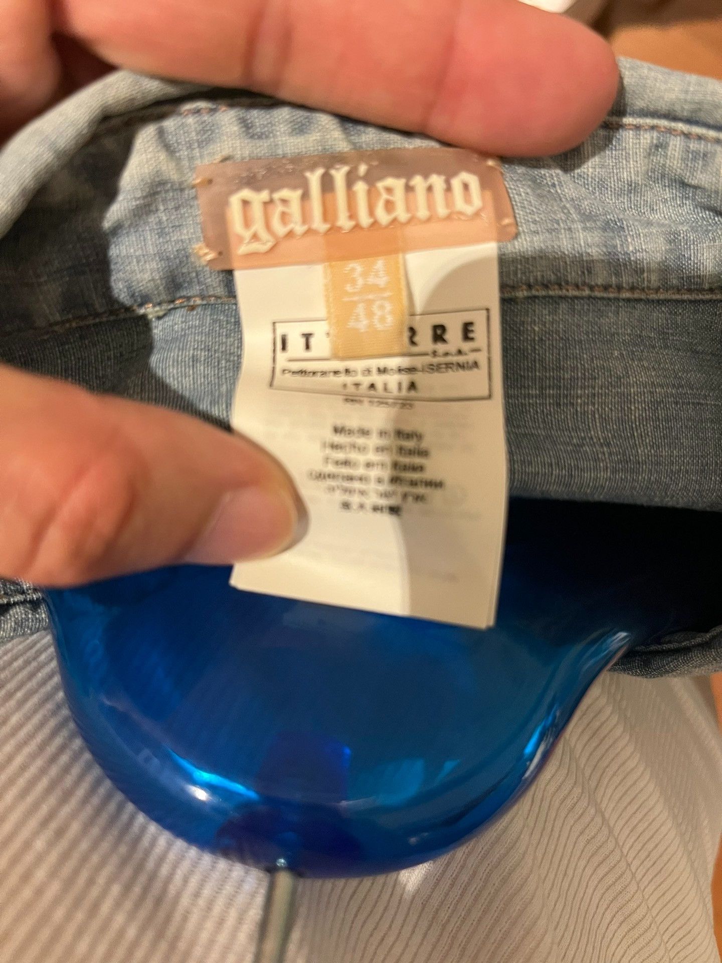 John Galliano Galliano Classic Light Blue Printed Denim Shirt Size US M / EU 48-50 / 2 - 8 Thumbnail