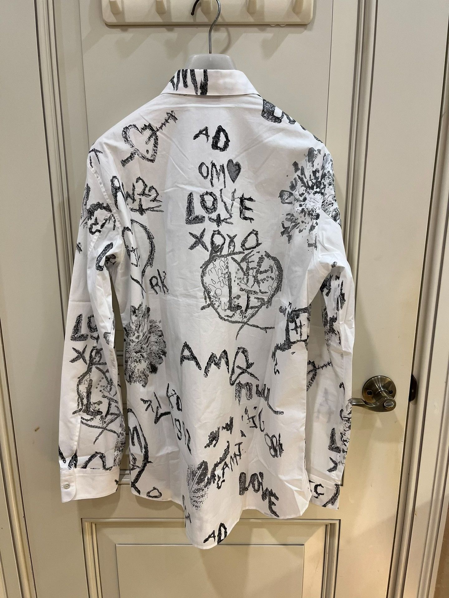 Alexander McQueen Alexander McQueen Graffiti Print White Shirt Size US XXS / EU 40 - 9 Thumbnail