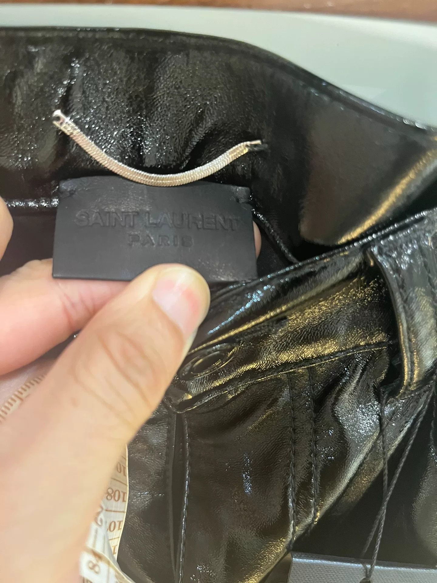 Saint Laurent Paris Saint Laurent Black Shiny Coated Skinny Jeans Size US 29 - 5 Thumbnail