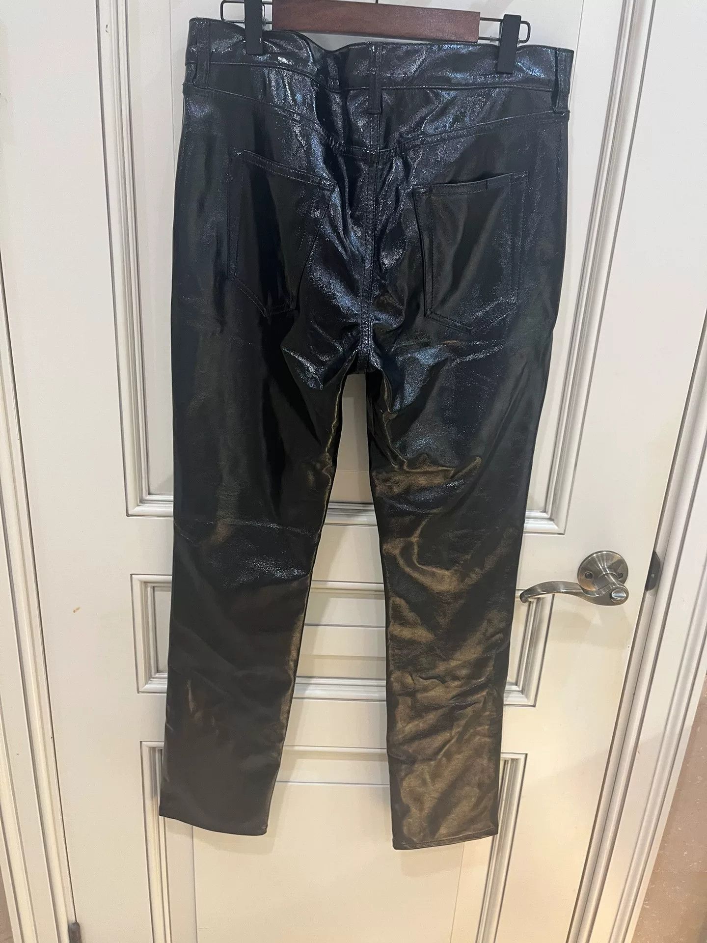 Saint Laurent Paris Saint Laurent Black Shiny Coated Skinny Jeans Size US 29 - 7 Thumbnail