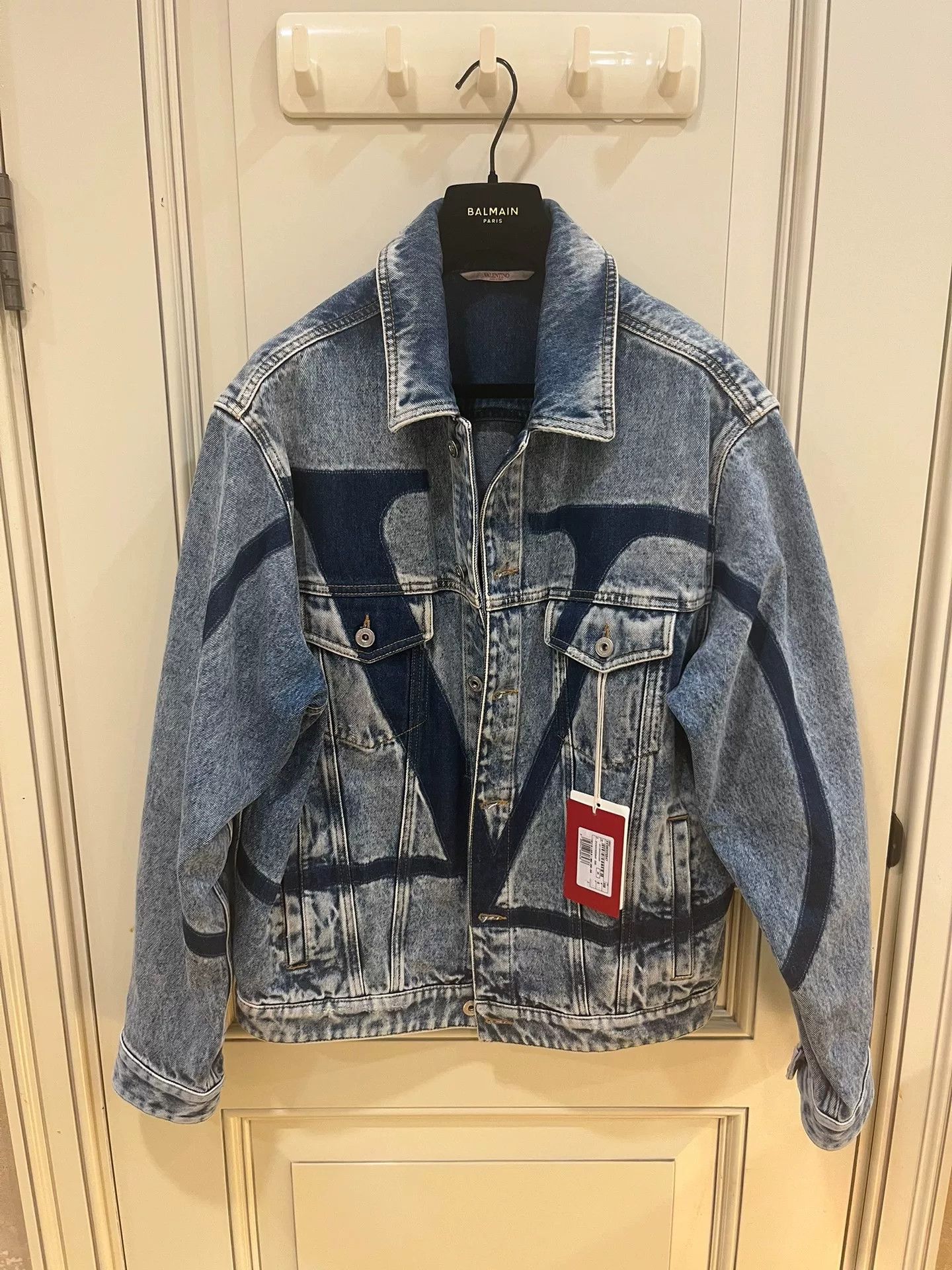 Valentino Valentino White Logo Blue Denim Jacket Size US S / EU 44-46 / 1 - 2 Thumbnail