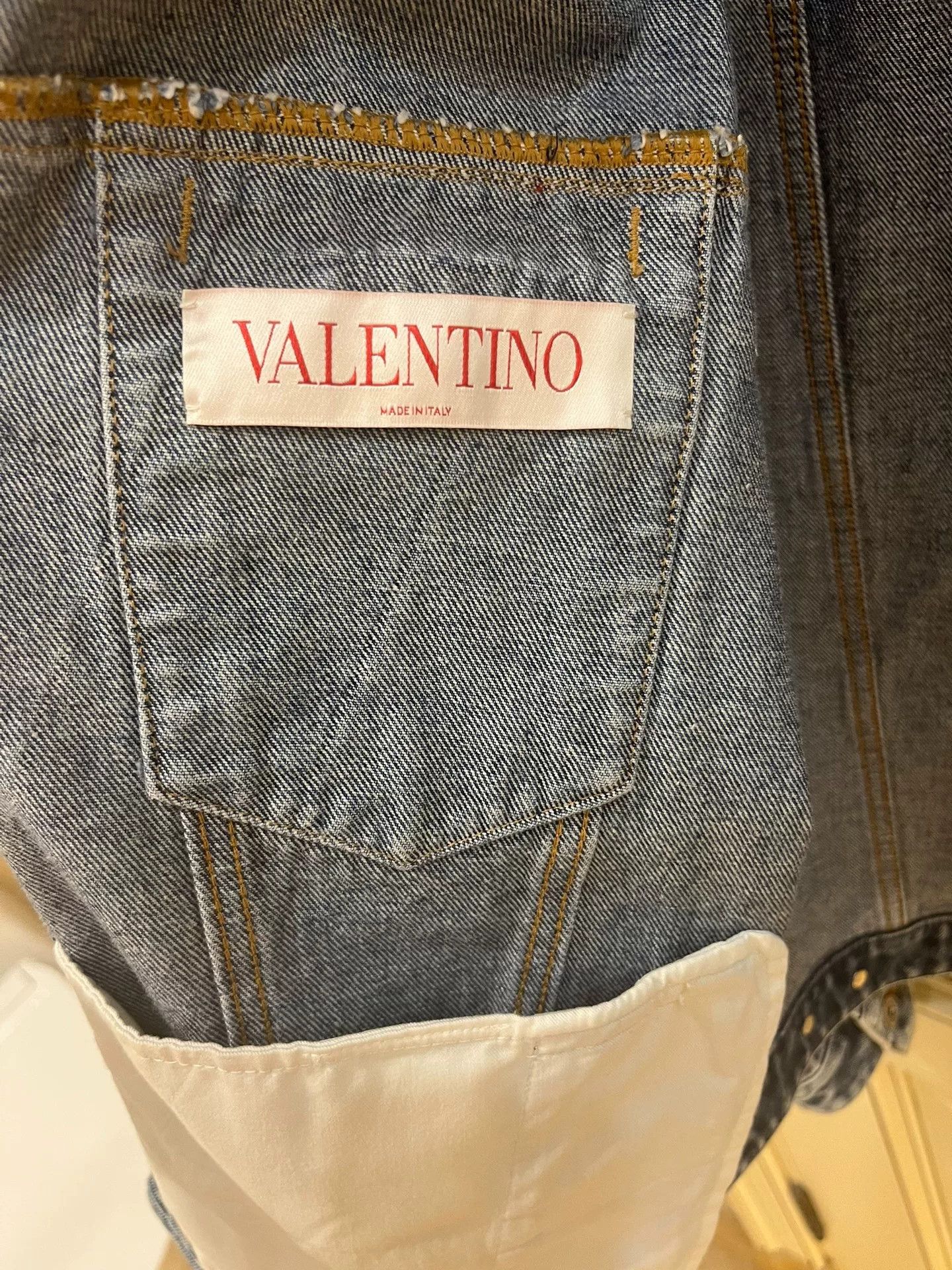 Valentino Valentino White Logo Blue Denim Jacket Size US S / EU 44-46 / 1 - 7 Thumbnail