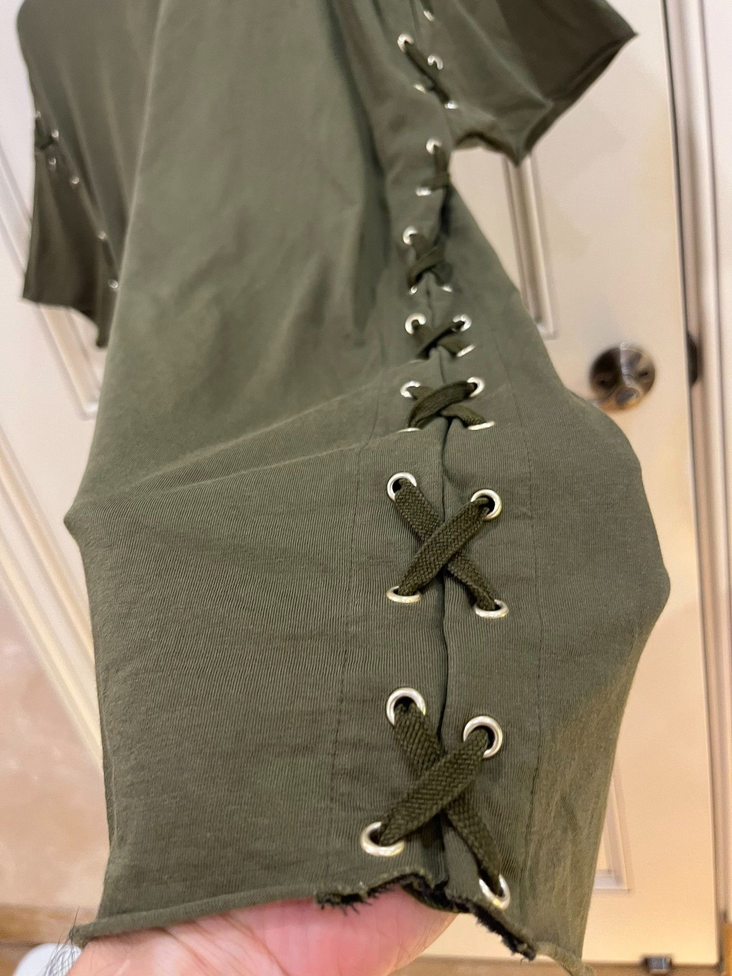 Balmain Balmain Olive Green Rope Detail T-shirt Size US M / EU 48-50 / 2 - 5 Thumbnail