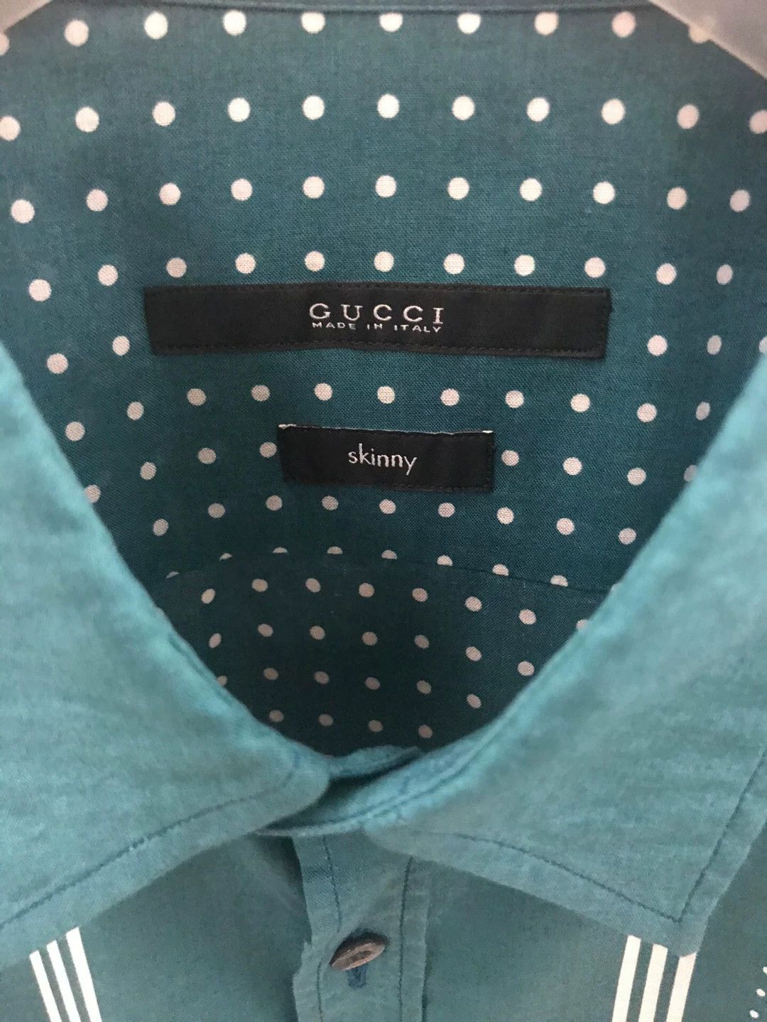 Gucci Gucci Green Polka Dot Stripe Shirt Size US L / EU 52-54 / 3 - 2 Thumbnail