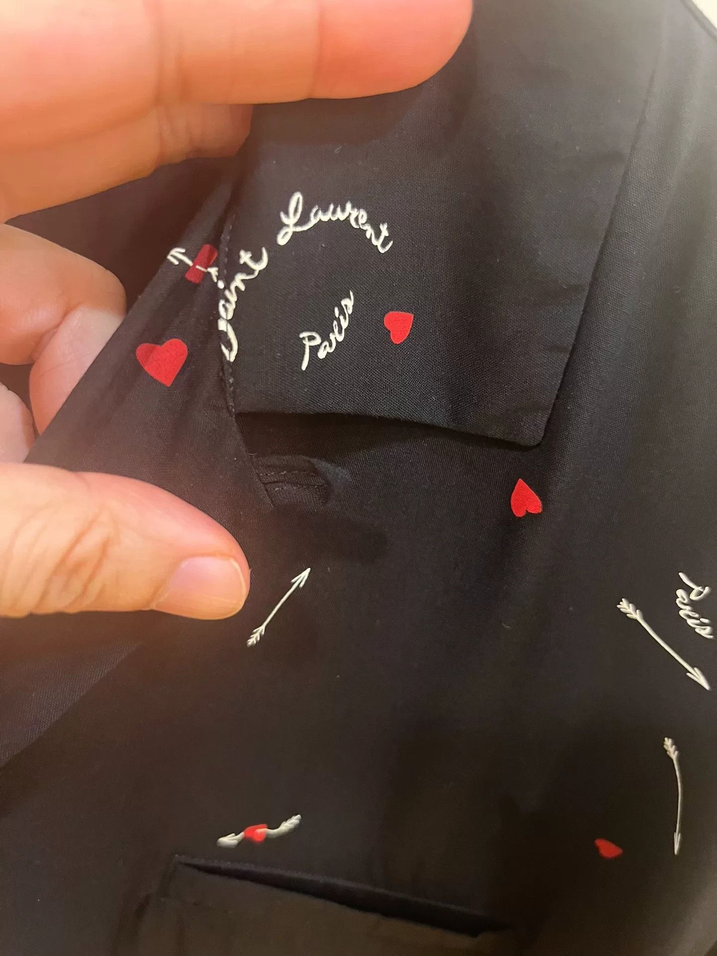 Saint Laurent Paris Saint Laurent Cupid Heart Print Bowling Shirt Size US XXS / EU 40 - 4 Thumbnail