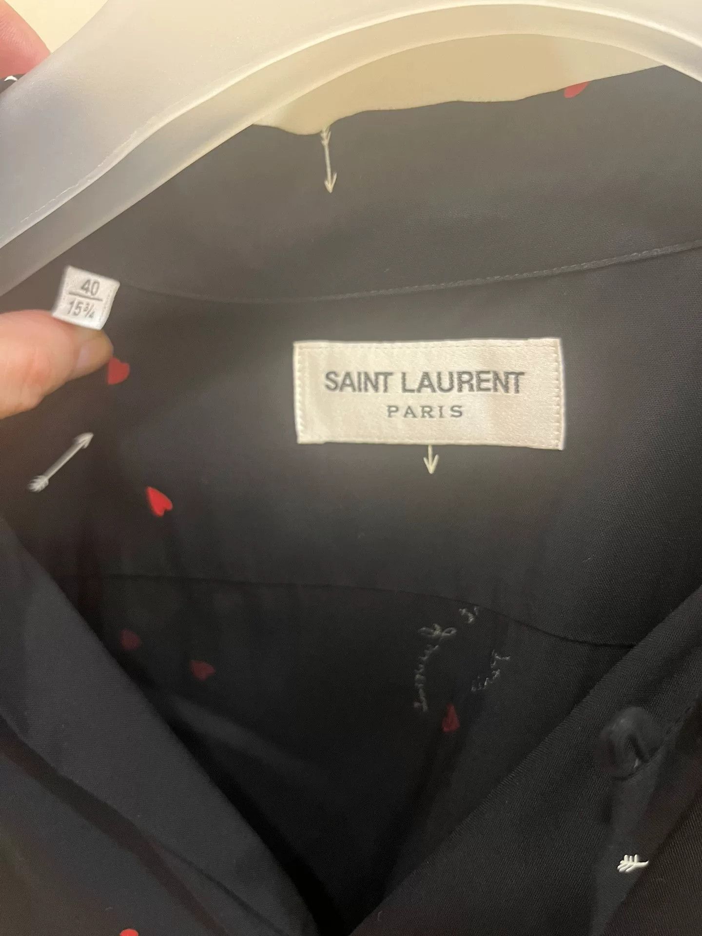 Saint Laurent Paris Saint Laurent Cupid Heart Print Bowling Shirt Size US XXS / EU 40 - 3 Thumbnail