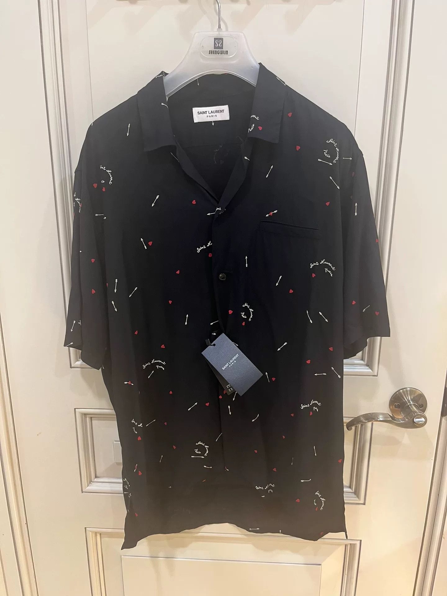 Saint Laurent Paris Saint Laurent Cupid Heart Print Bowling Shirt Size US XXS / EU 40 - 2 Thumbnail
