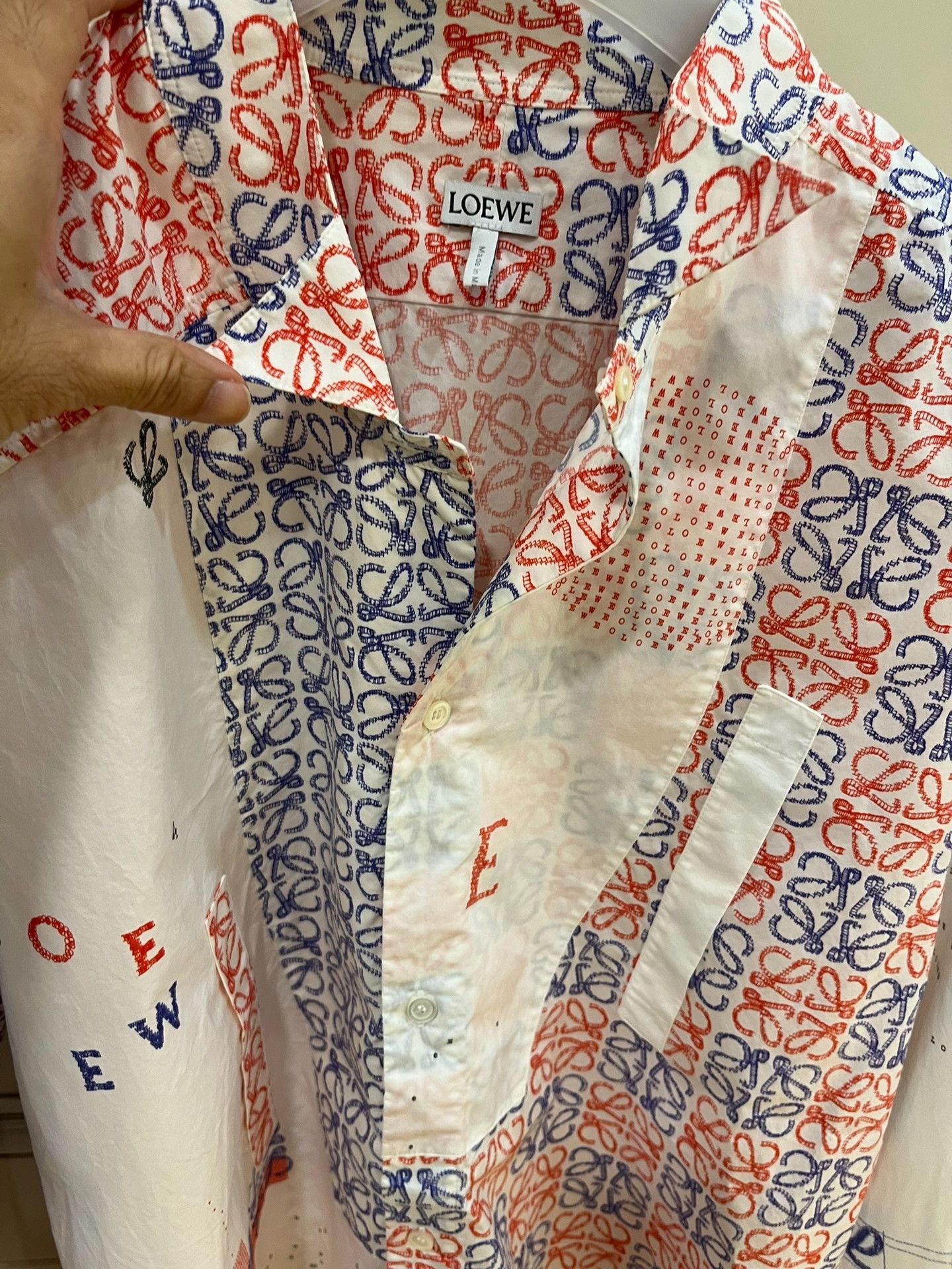 Loewe Loewe Asymmetric Printed Oversized Shirt Size US M / EU 48-50 / 2 - 7 Thumbnail