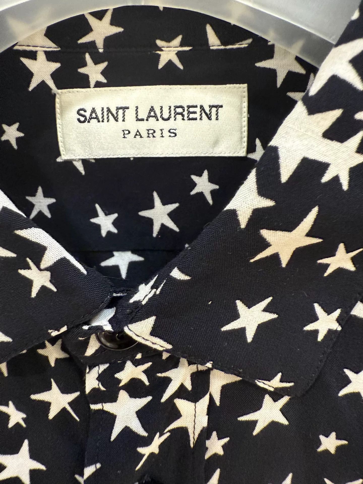 Saint Laurent Paris Saint Laurent Star Print Black Shirt Size US XXS / EU 40 - 3 Thumbnail