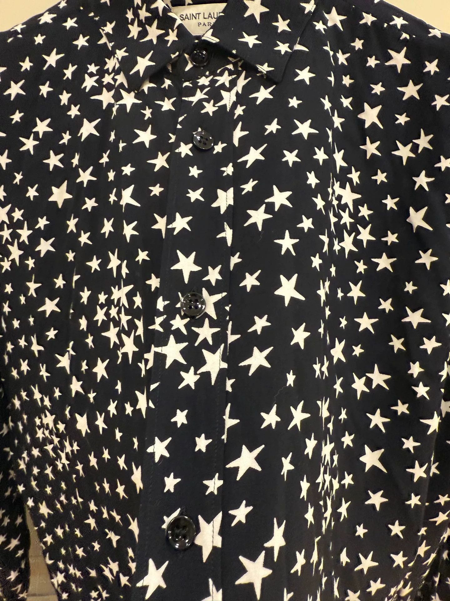 Saint Laurent Paris Saint Laurent Star Print Black Shirt Size US XXS / EU 40 - 7 Thumbnail