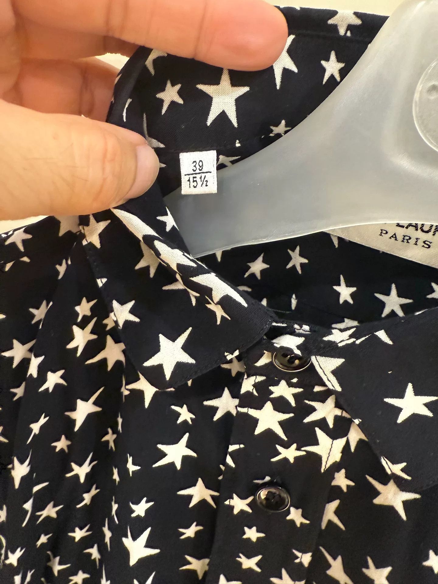 Saint Laurent Paris Saint Laurent Star Print Black Shirt Size US XXS / EU 40 - 4 Thumbnail