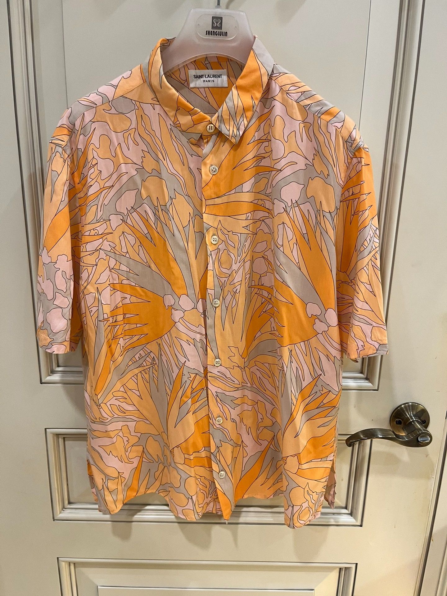 Saint Laurent Paris Saint Laurent Tropical Print Short Sleeve Shirt Size US M / EU 48-50 / 2 - 2 Thumbnail