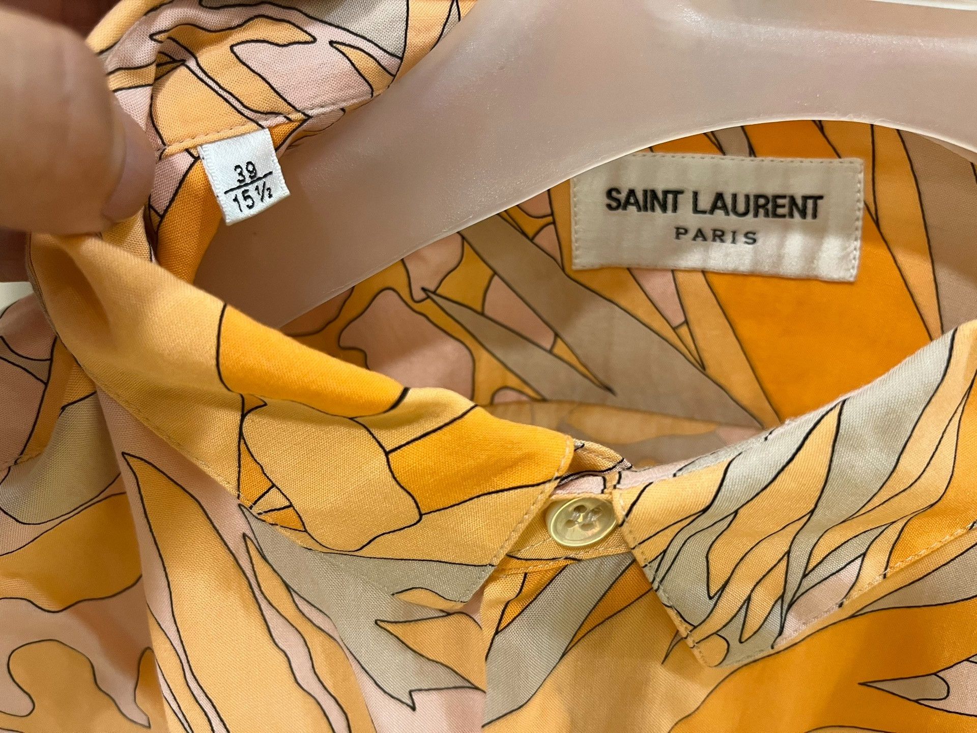 Saint Laurent Paris Saint Laurent Tropical Print Short Sleeve Shirt Size US M / EU 48-50 / 2 - 4 Thumbnail