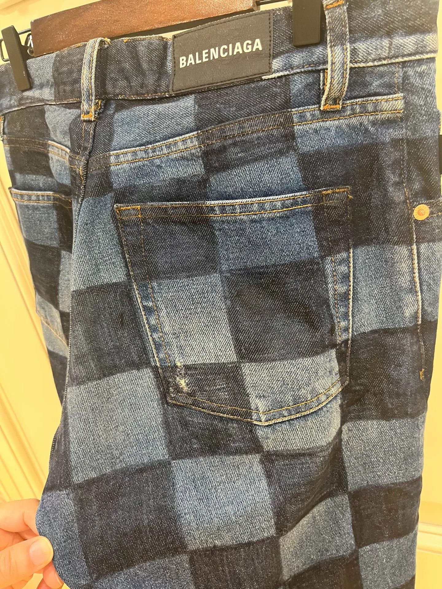 Balenciaga Balenciaga Checkerboard Wide-Leg Jeans Size US 30 / EU 46 - 9 Thumbnail