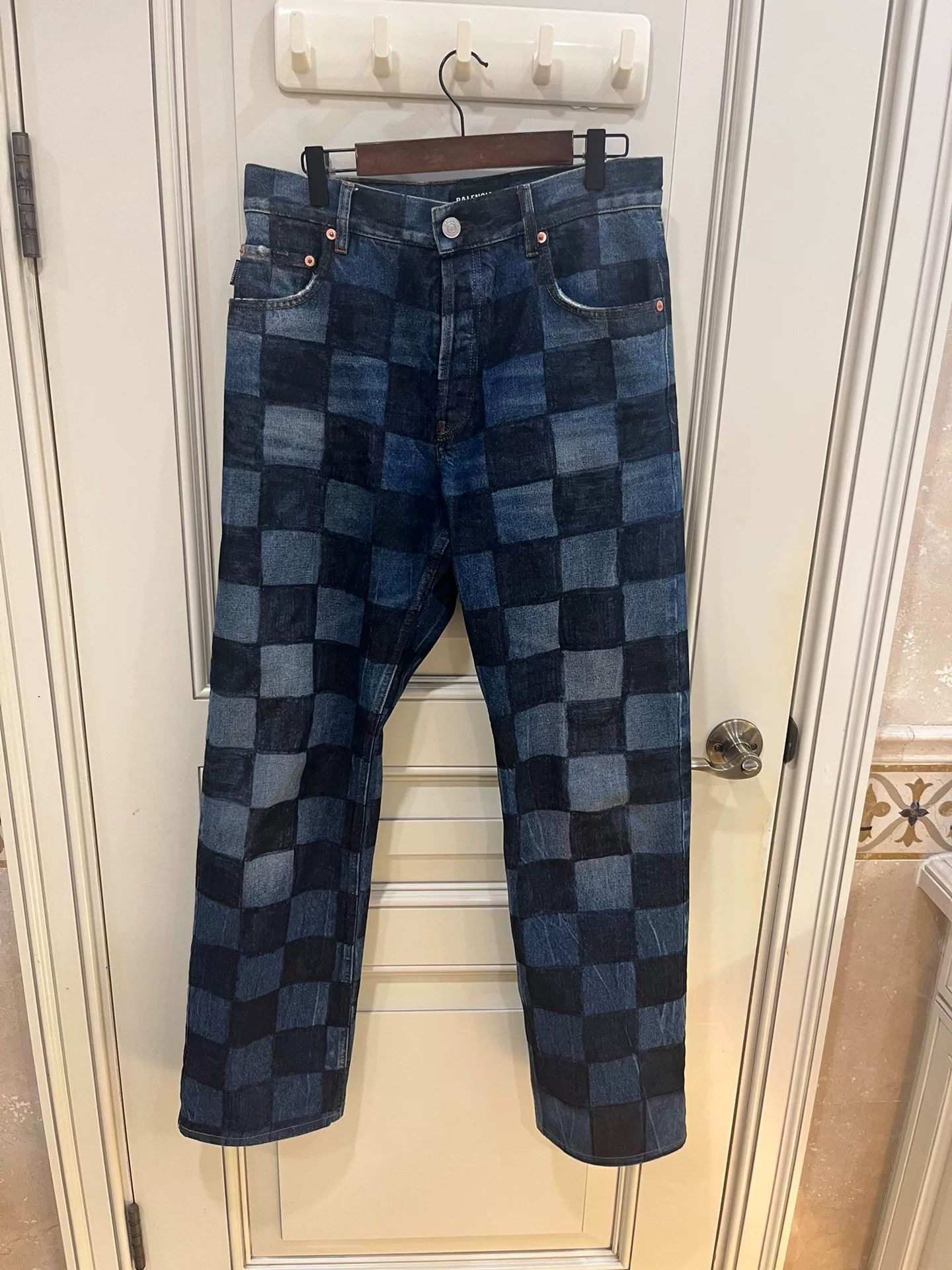 Balenciaga Balenciaga Checkerboard Wide-Leg Jeans Size US 30 / EU 46 - 2 Thumbnail