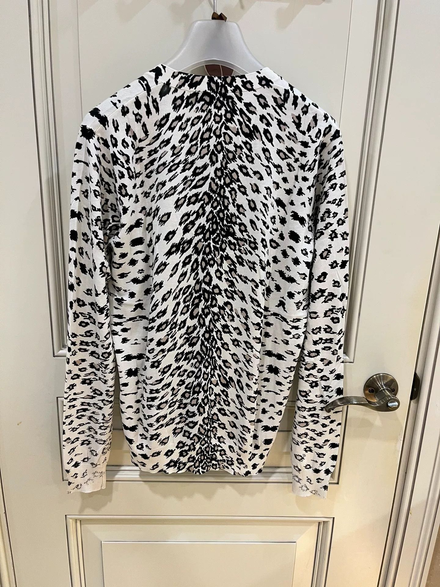John Richmond Richmond White Leopard Print Knit Cardigan Size L / US 10 / IT 46 - 4 Thumbnail