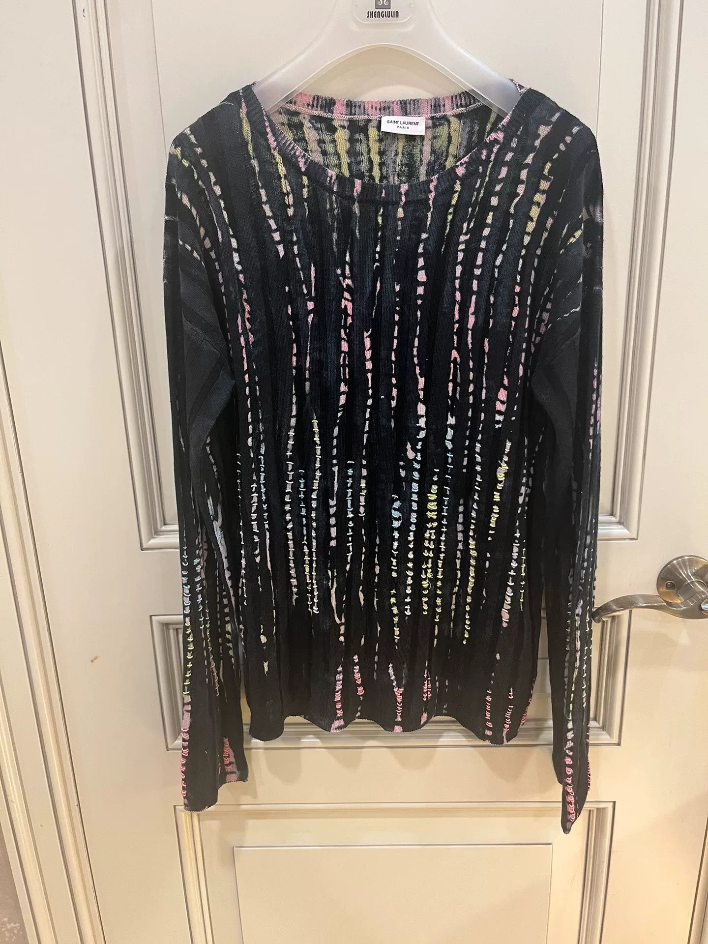 Saint Laurent Paris Saint Laurent SLP Black Tie-Dye Embroidered Knit Size US M / EU 48-50 / 2 - 3 Thumbnail