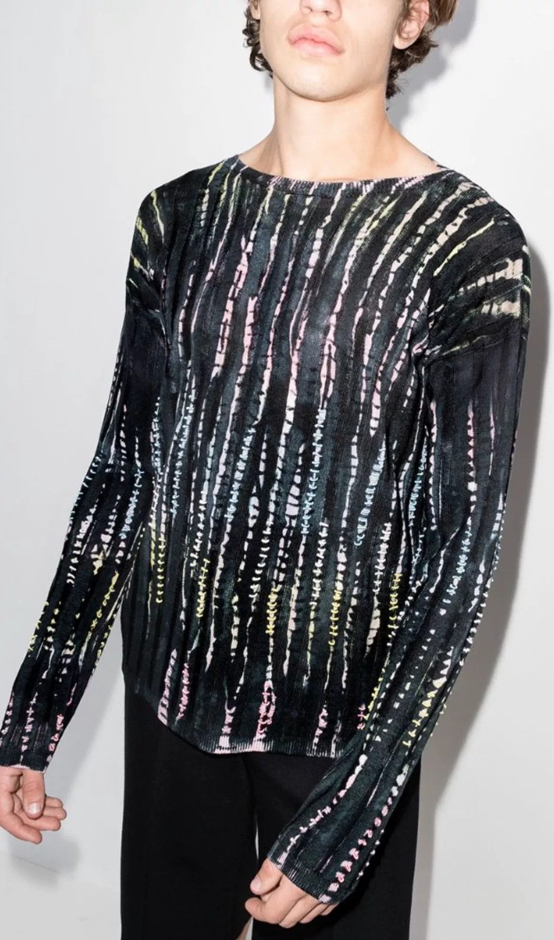 Saint Laurent Paris Saint Laurent SLP Black Tie-Dye Embroidered Knit Size US M / EU 48-50 / 2 - 2 Thumbnail
