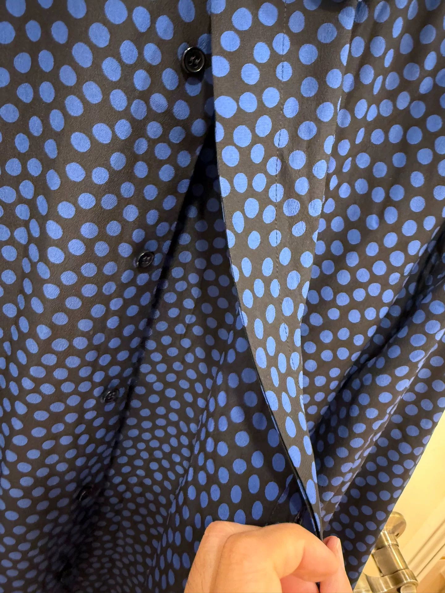 Saint Laurent Paris Saint Laurent Blue Polka Dot Silk Shirt Size US XXL / EU 58 / 5 - 8 Thumbnail