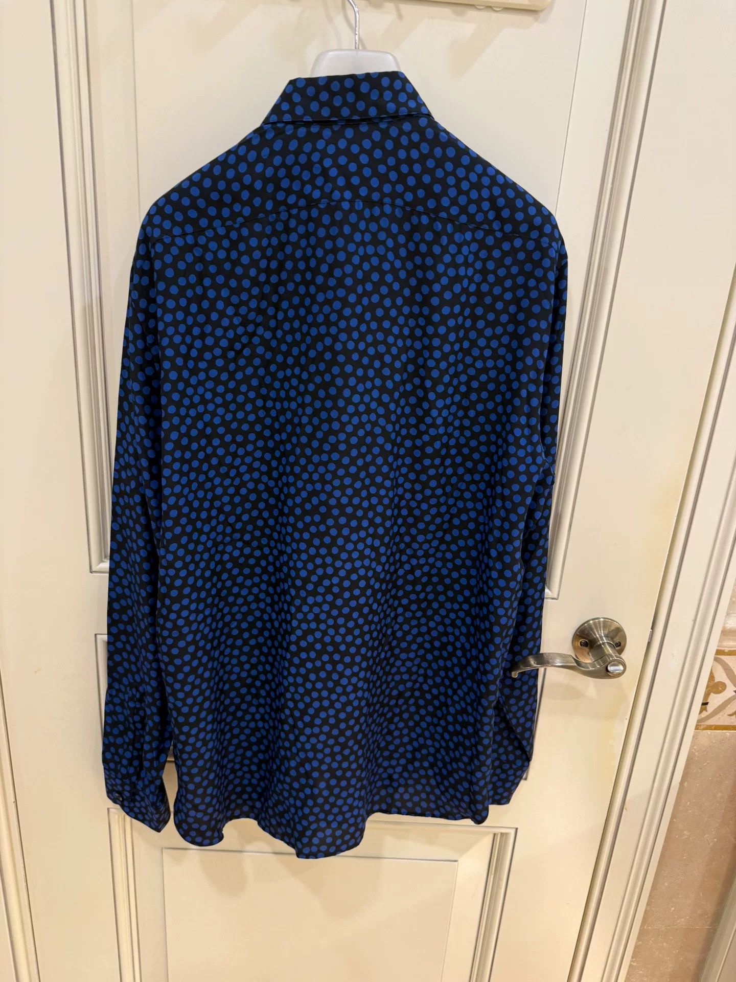 Saint Laurent Paris Saint Laurent Blue Polka Dot Silk Shirt Size US XXL / EU 58 / 5 - 3 Thumbnail
