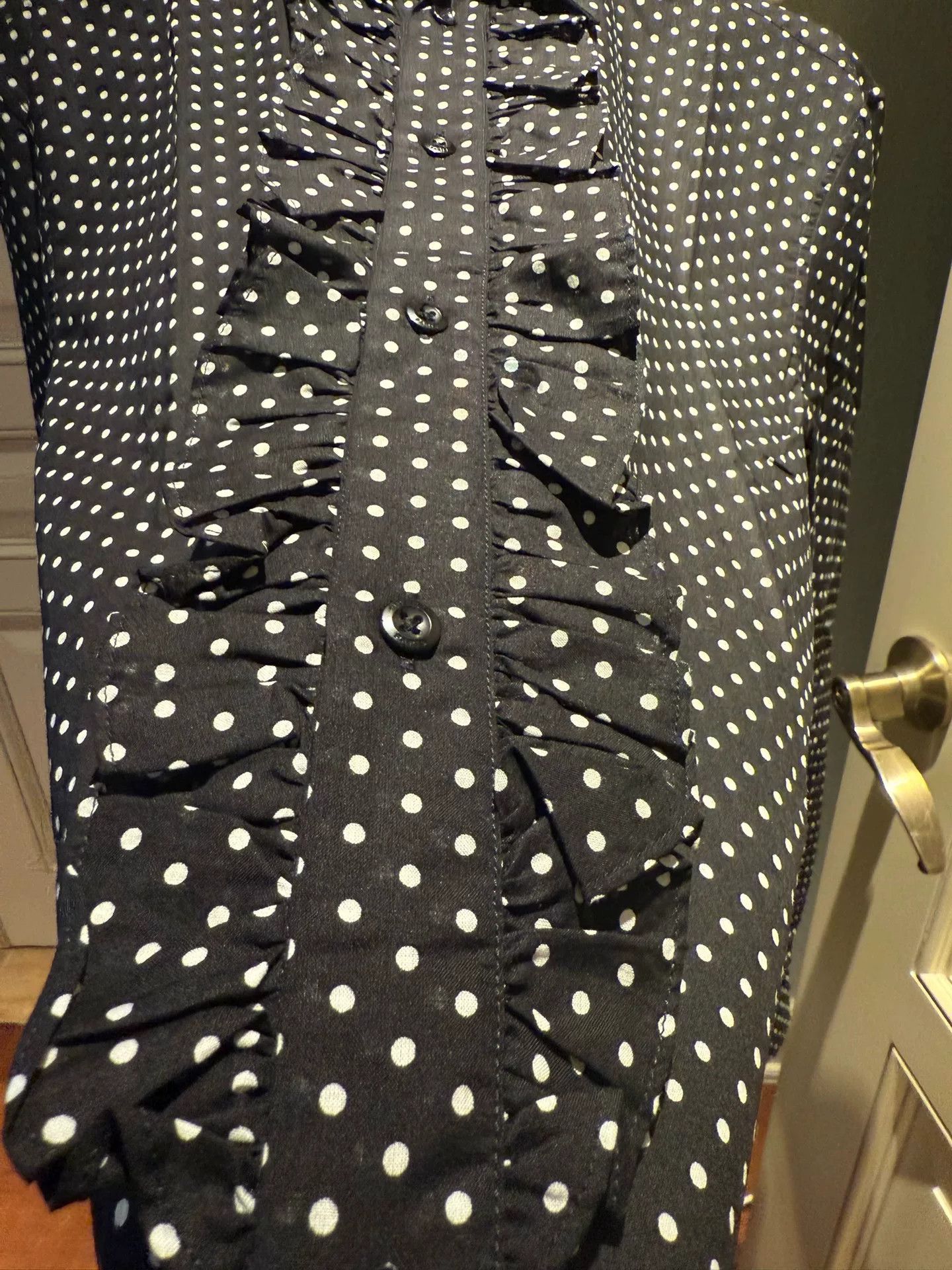 Givenchy Givenchy Black White Polka Dot Ruffled Shirt Size S / US 4 / IT 40 - 3 Thumbnail