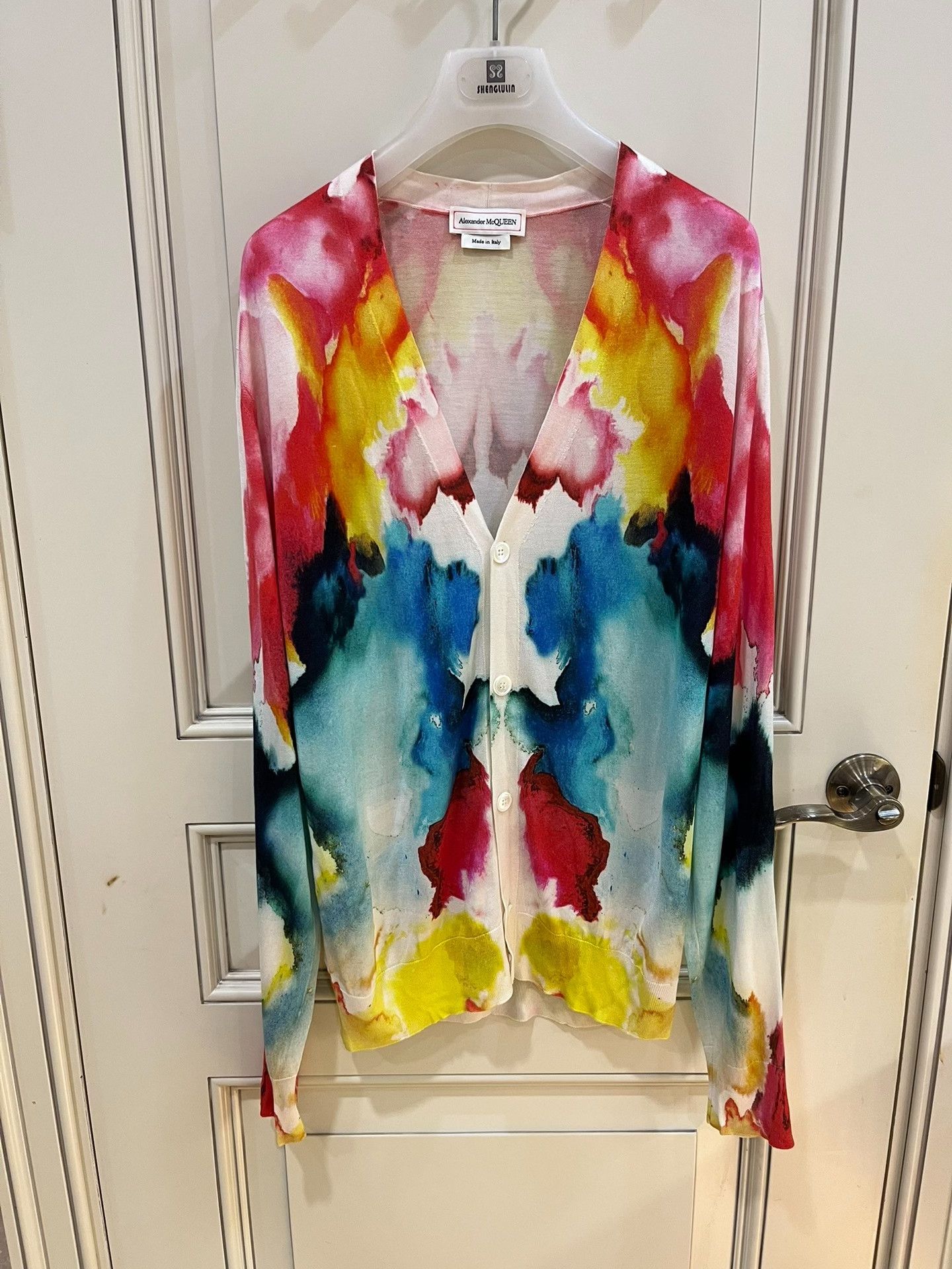 Alexander McQueen Alexander McQueen Ink Print Silk Cardigan Size M / US 6-8 / IT 42-44 - 2 Thumbnail