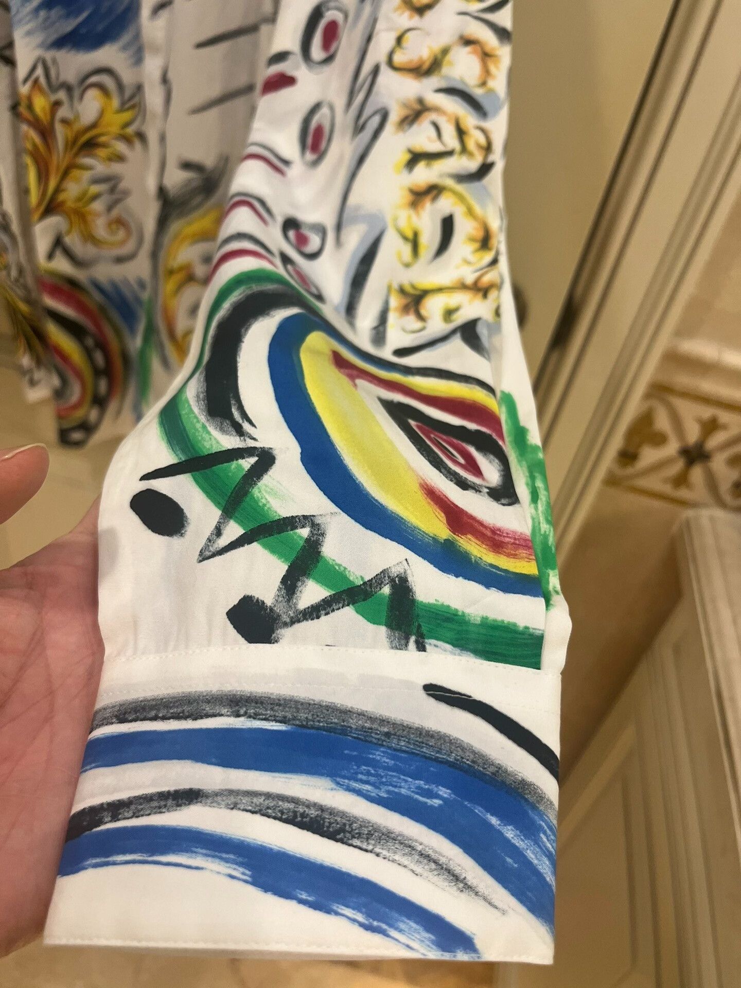 Versace Versace White Artist Hand-Painted Print Shirt Size US XXS / EU 40 - 3 Thumbnail