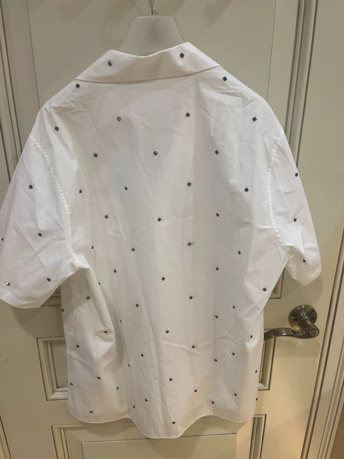 Valentino Valentino Archive Rockstud White Bowling Shirt Size US S / EU 44-46 / 1 - 5 Thumbnail