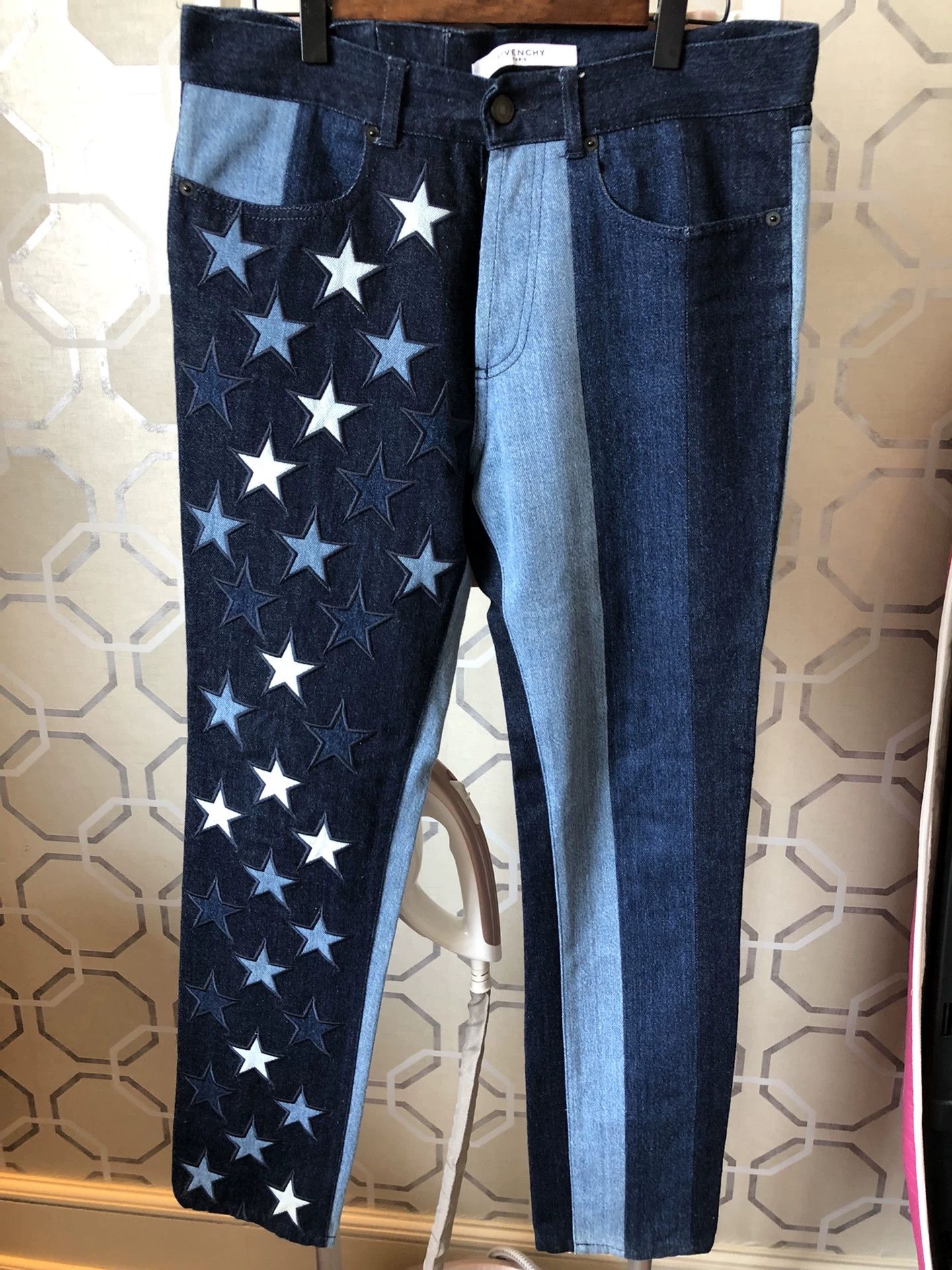 Givenchy Givenchy Blue Striped Star Embroidery Jeans Size US 29 - 2 Thumbnail