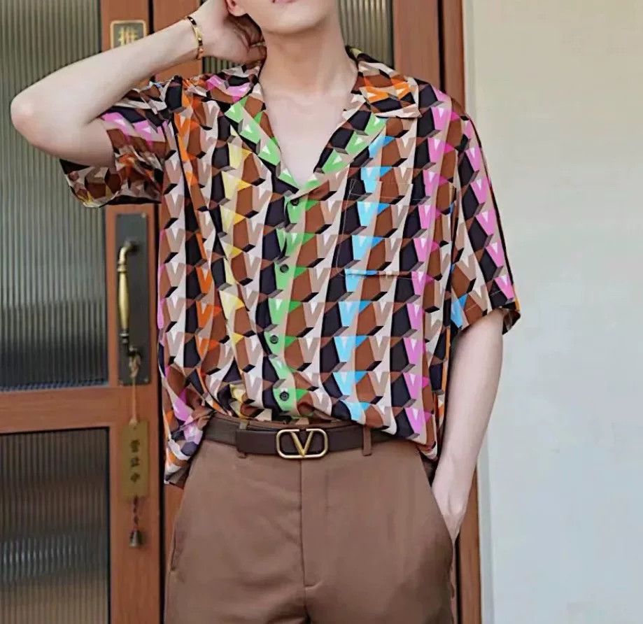 Valentino Valentino V Logo Print Silk Shirt Size US S / EU 44-46 / 1 - 2 Thumbnail