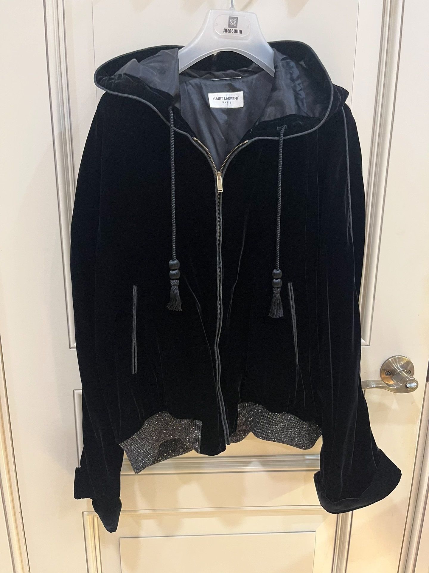 Saint Laurent Paris Saint Laurent Black Velvet Hooded Jacket Size US M / EU 48-50 / 2 - 4 Thumbnail