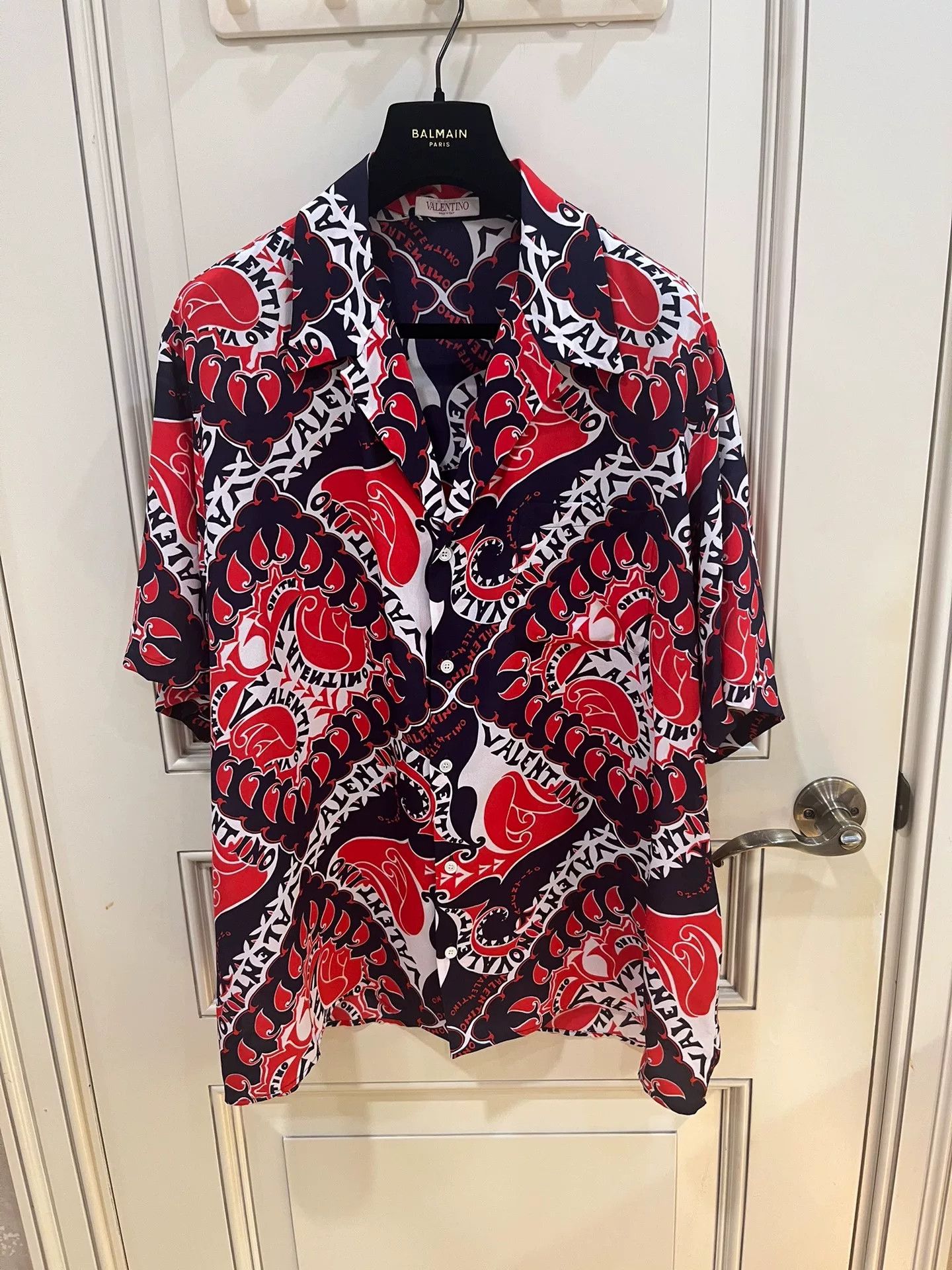 Valentino Valentino Archive Manifesto Silk Bowling Shirt Size US S / EU 44-46 / 1 - 3 Thumbnail