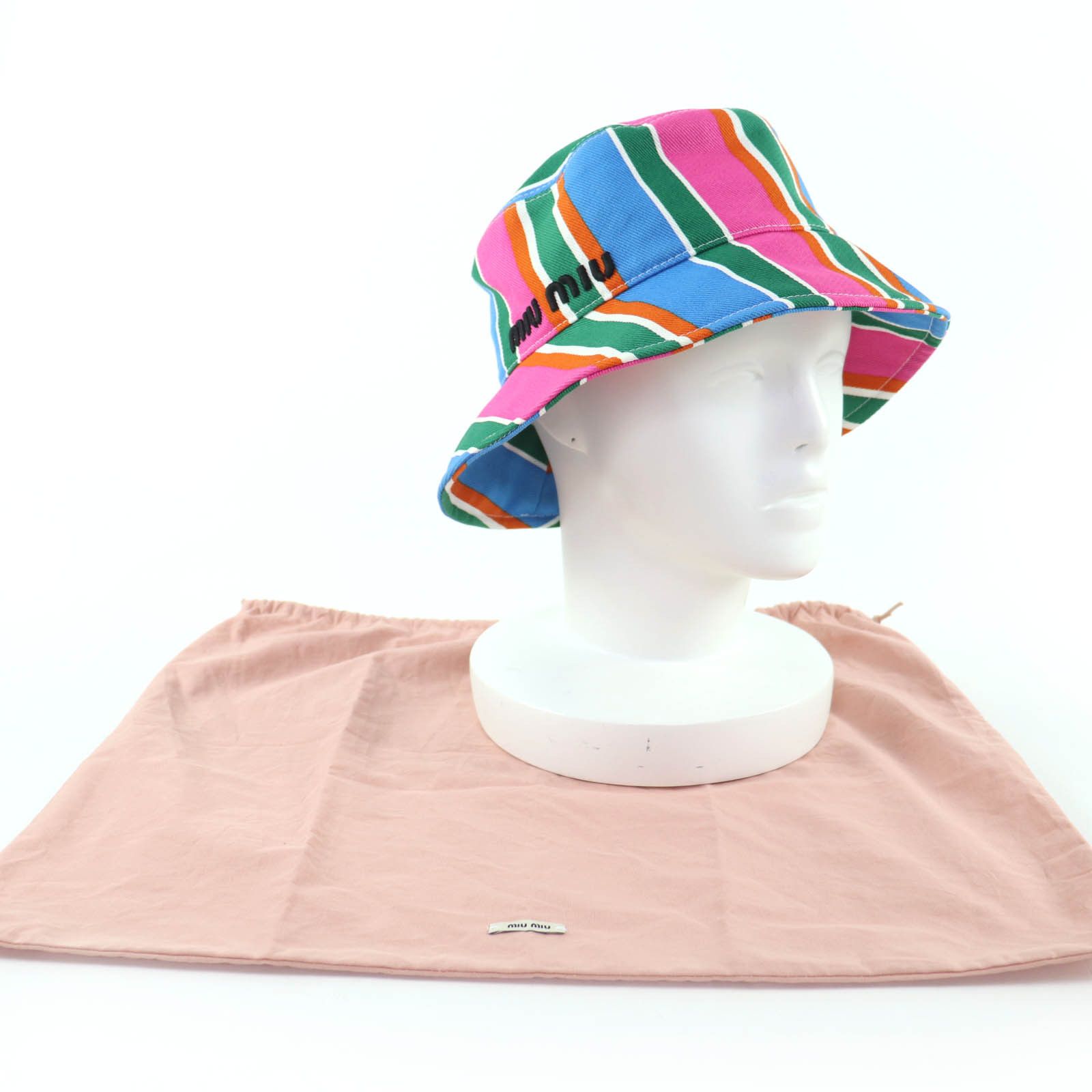 Miu Miu Miu Miu Miu Miu Logo Embroidery Cotton Bucket Hat Textile Hats 5HC196 DUTY FREE for USA Size ONE SIZE - 2 Thumbnail