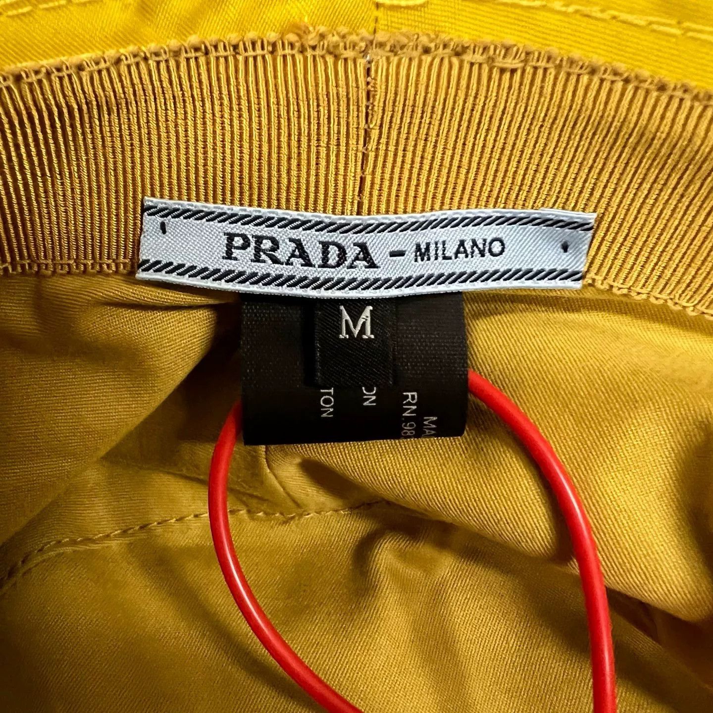Prada Prada Triangle Logo Nylon Bucket Hat Yellow Size ONE SIZE - 5 Thumbnail