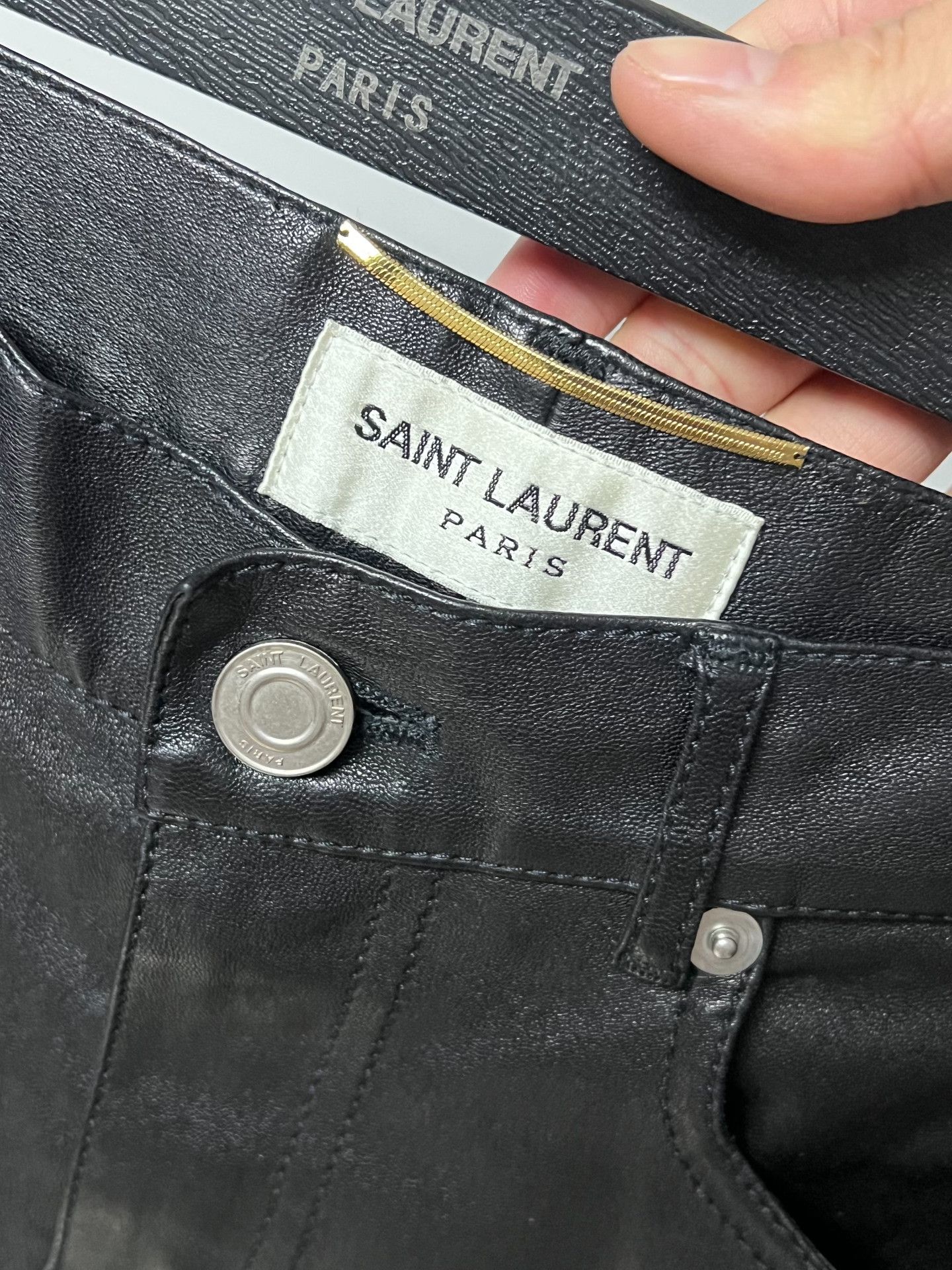 Saint Laurent Paris Saint Laurent Black Leather Skinny Pants Size 26" / US 2 / IT 38 - 3 Thumbnail