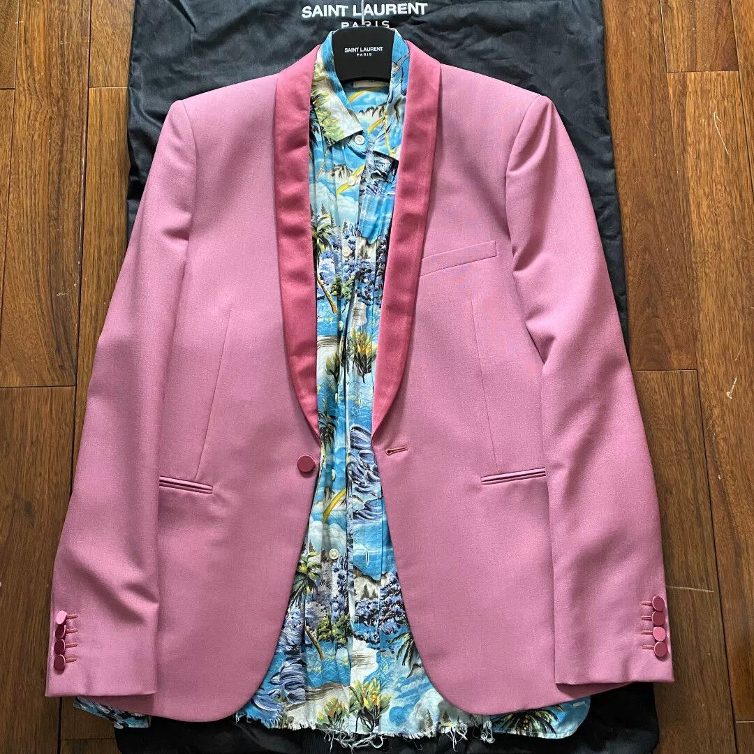 Saint Laurent Paris Saint Laurent 2016 Runway Pink Shawl Blazer Size US L / EU 52-54 / 3 - 4 Thumbnail