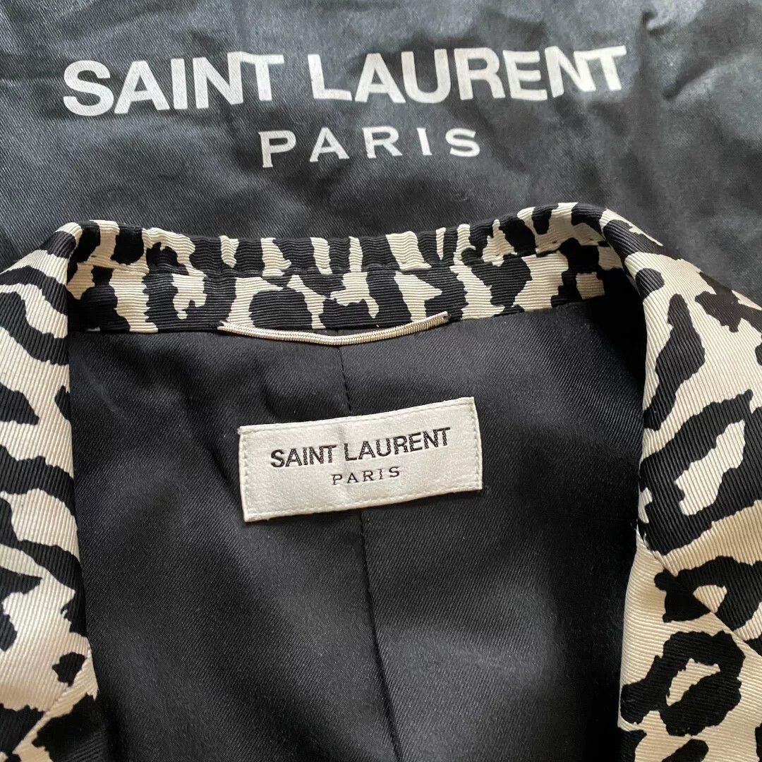 Hedi Slimane Saint Laurent FW15 Black White Leopard Blazer Size US M / EU 48-50 / 2 - 2 Thumbnail