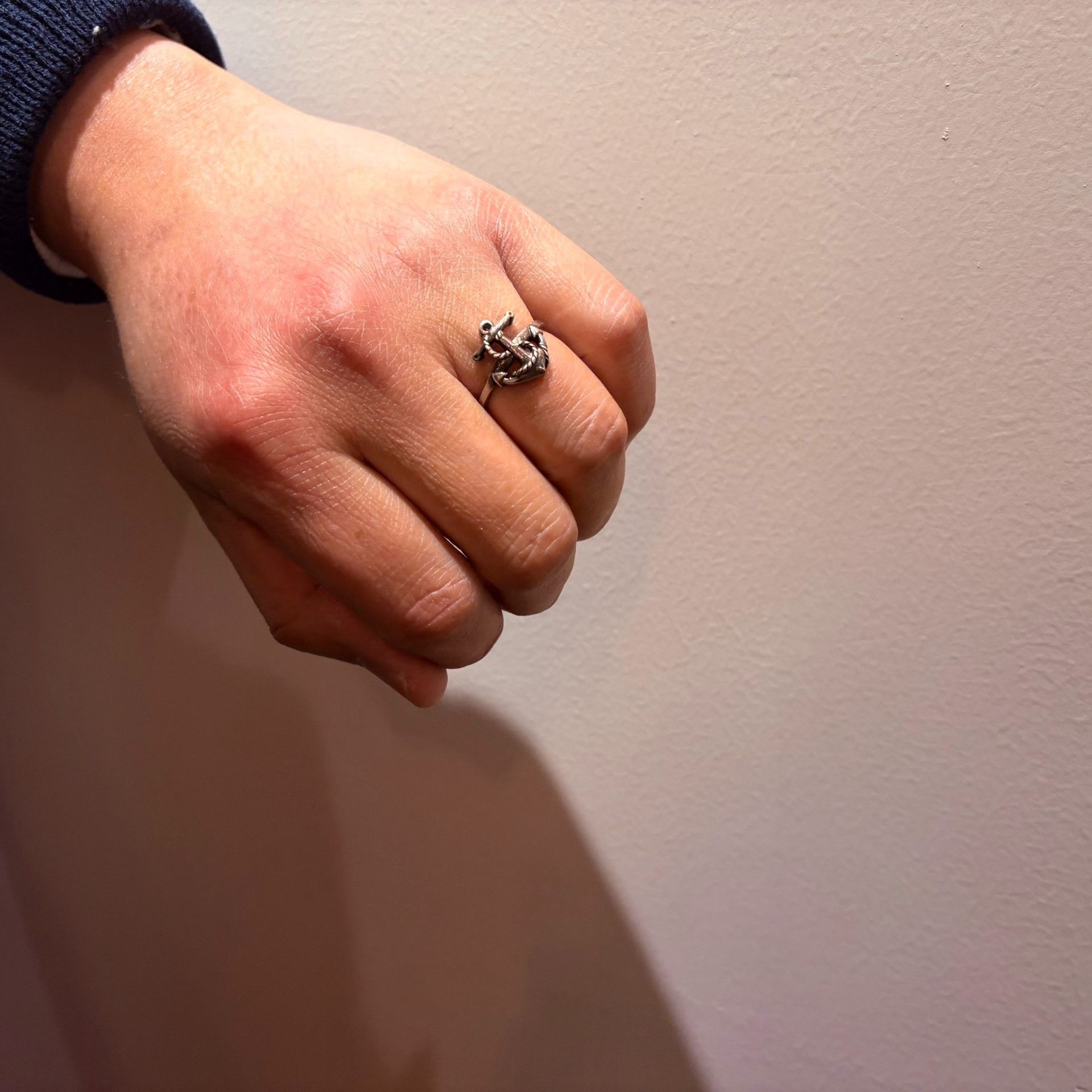 Vintage Vintage 1950s USN Anchor Silver Ring Size ONE SIZE - 7 Thumbnail