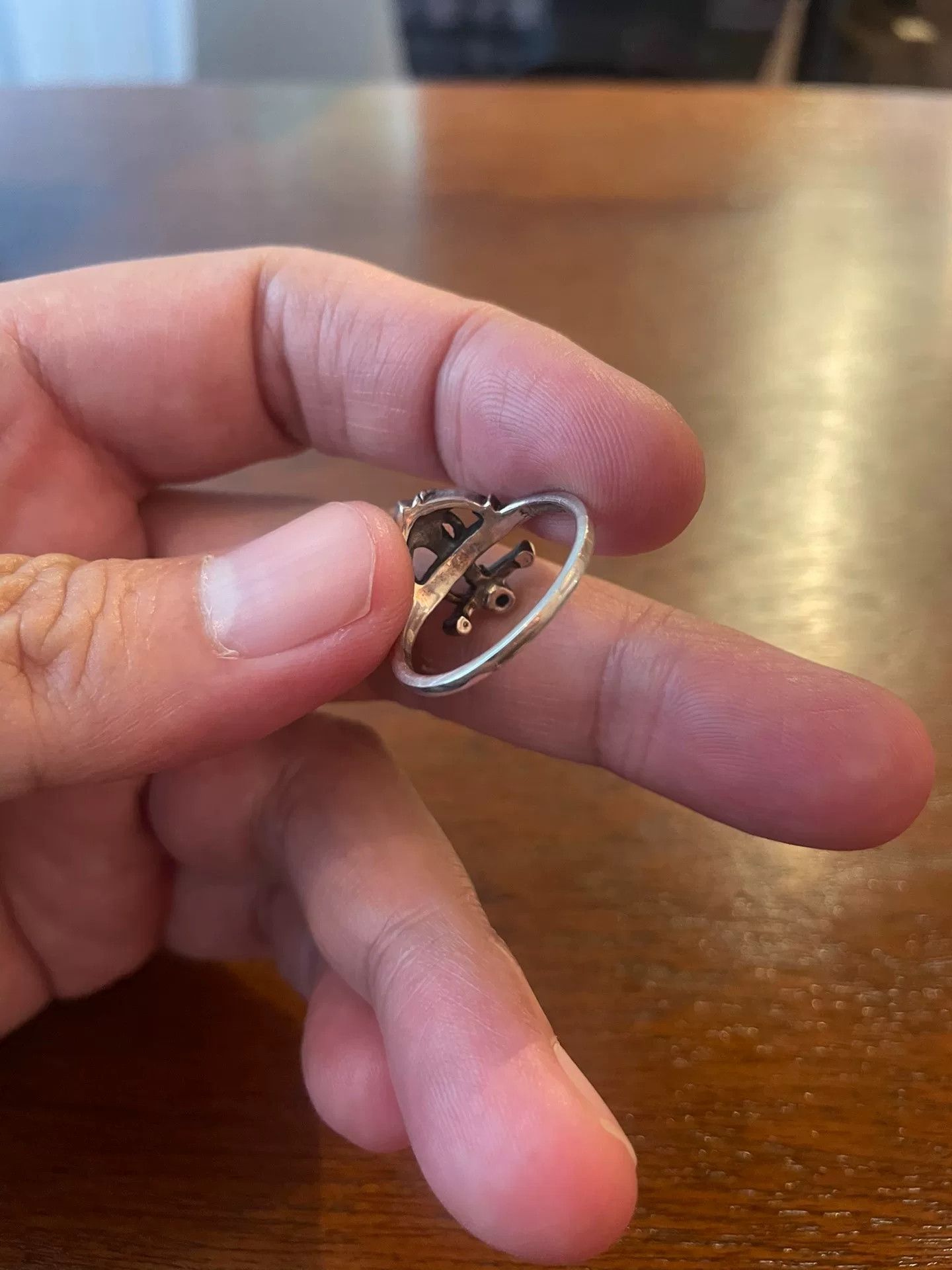 Vintage Vintage 1950s USN Anchor Silver Ring Size ONE SIZE - 3 Thumbnail