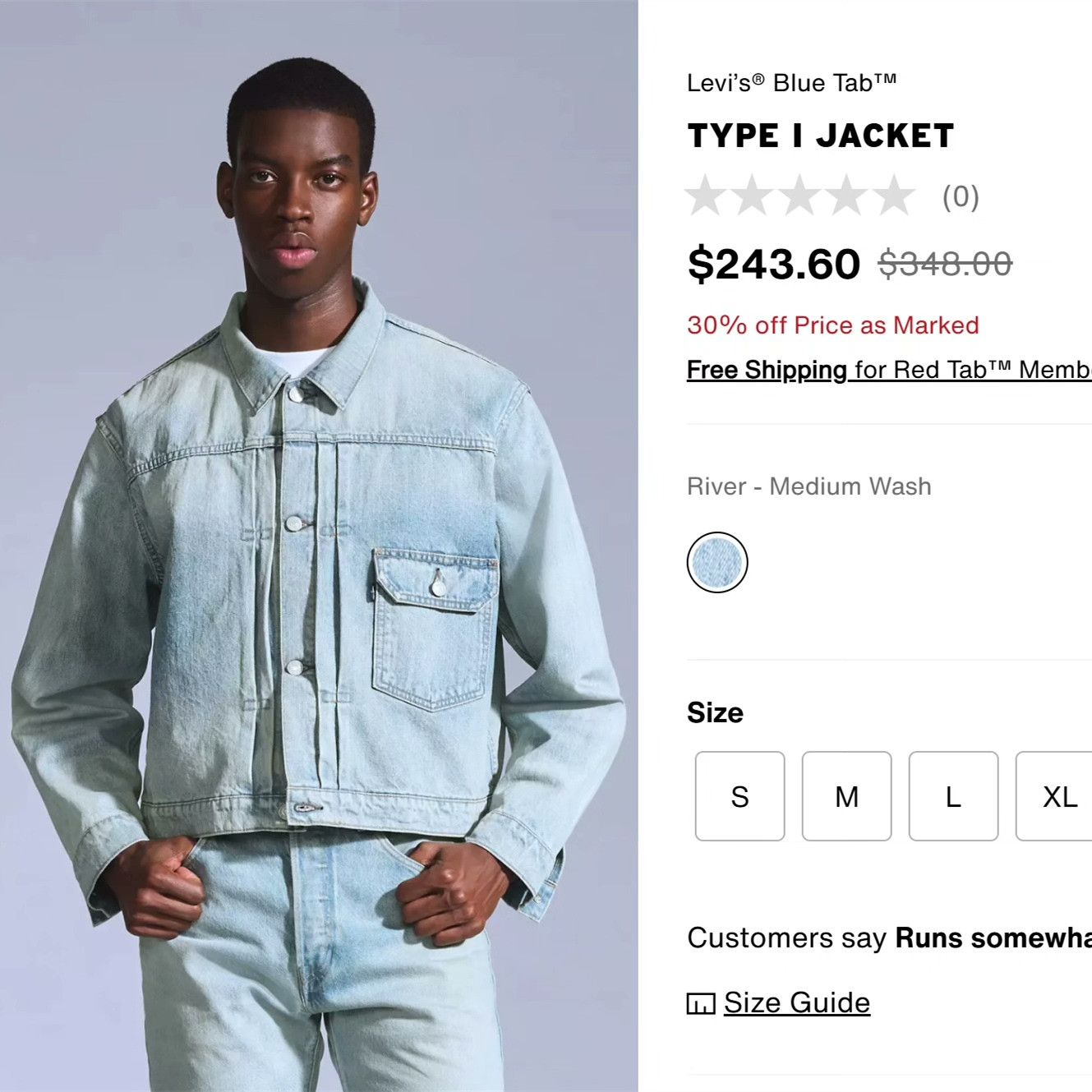 Levi's Levi's Blue Tab Type 1 Denim Jacket Size US L / EU 52-54 / 3 - 8 Thumbnail